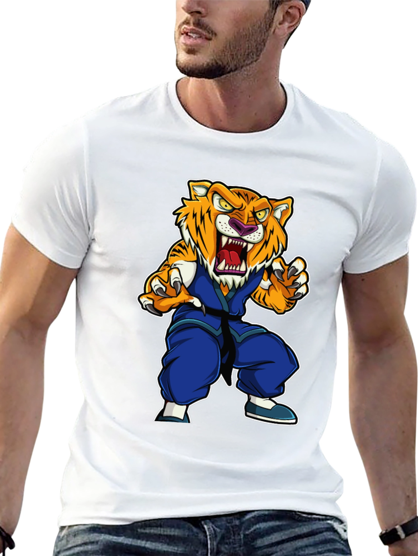 Tiger Karate T-Shirt: Fierce Martial Arts Style