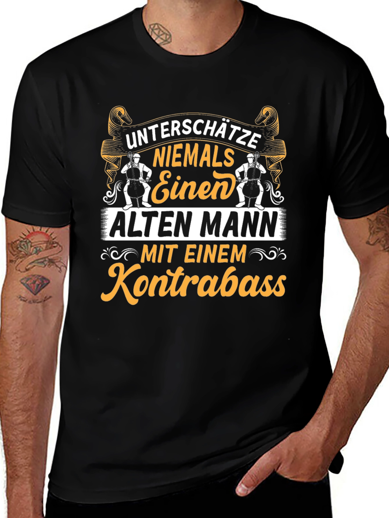 Old Man Kontrabass T-Shirt - Music Lover Tee