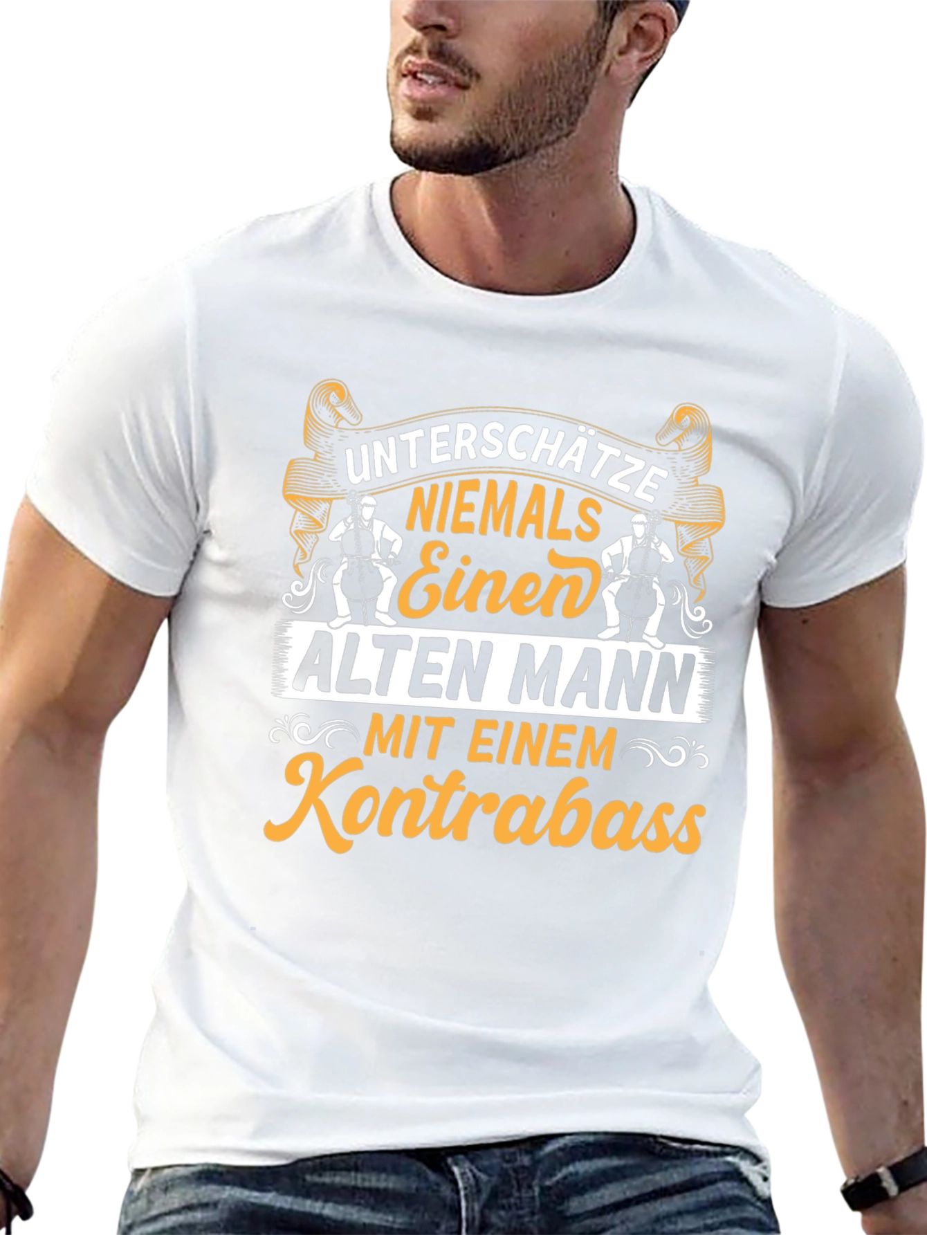 Old Man Kontrabass T-Shirt - Music Lover Tee