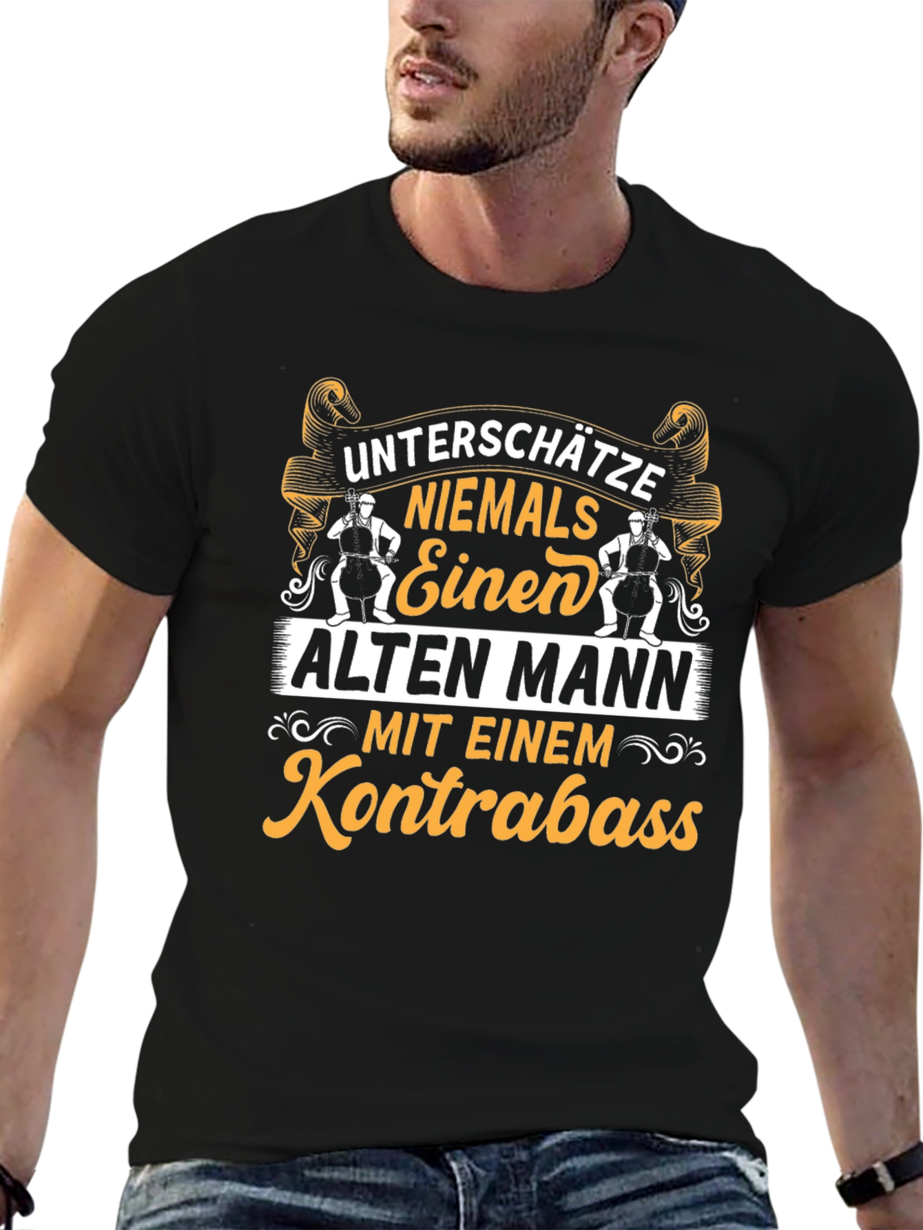 Old Man Kontrabass T-Shirt - Music Lover Tee