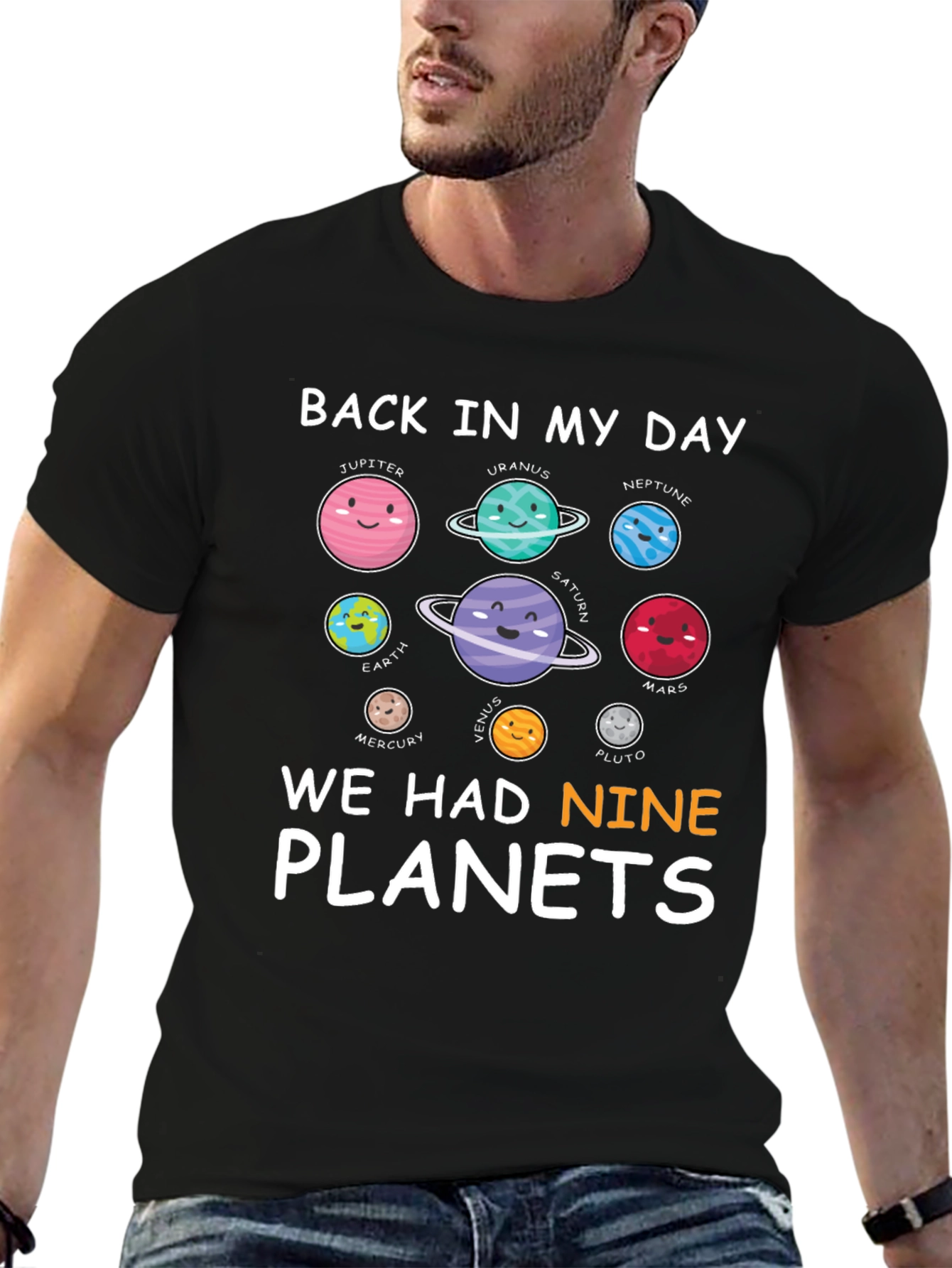 Nine Planets Graphic Tee: Retro Astronomy Shirt