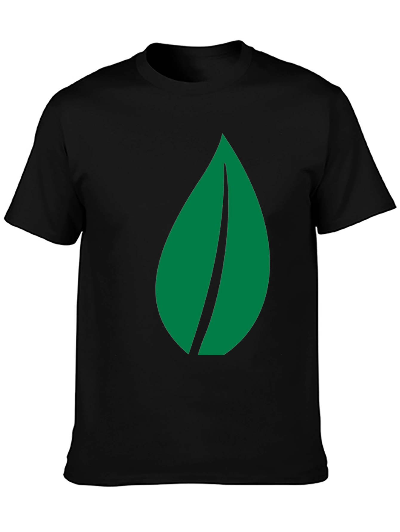 Green Leaf Graphic Black T-Shirt