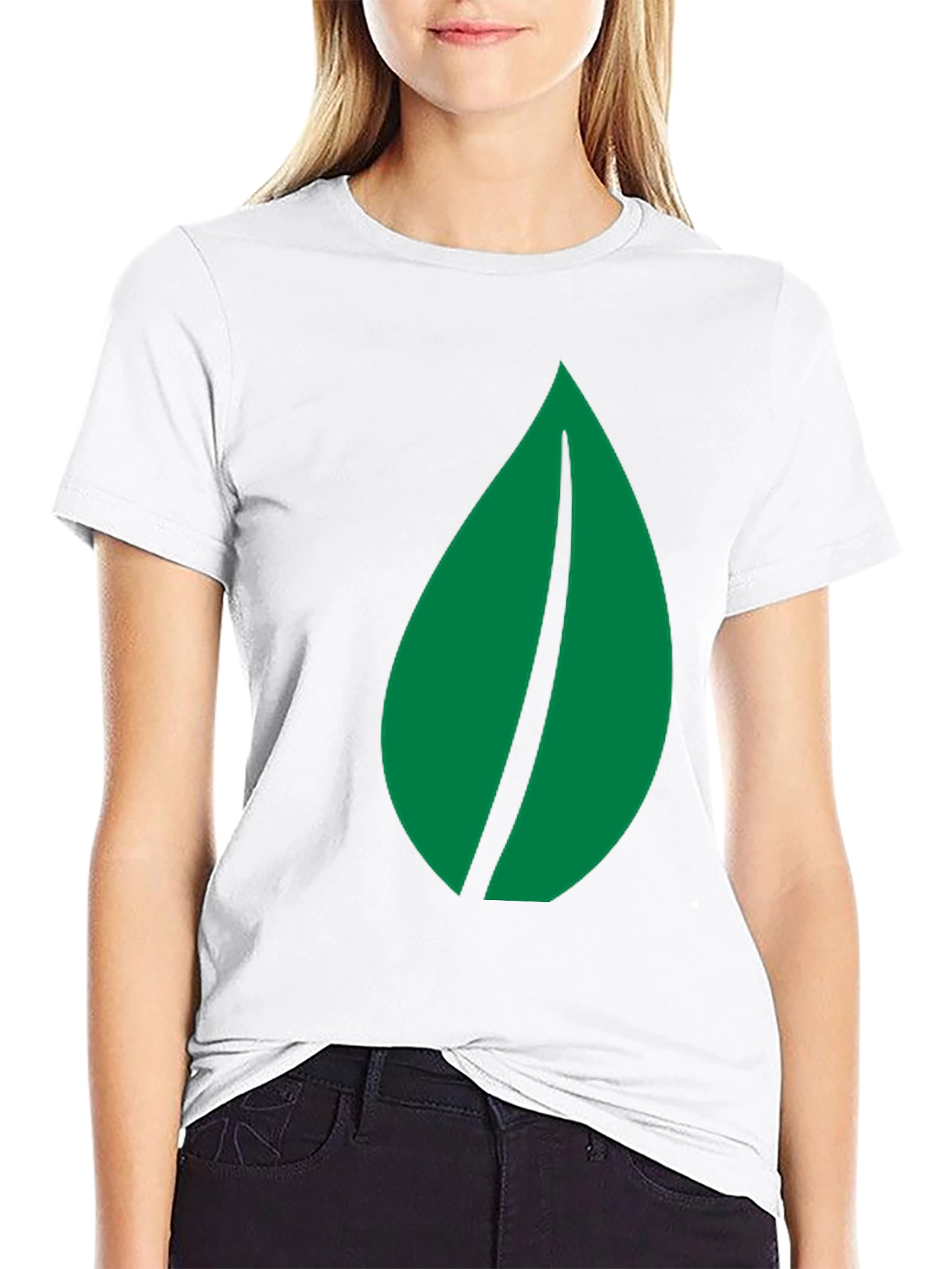 Green Leaf Graphic Black T-Shirt