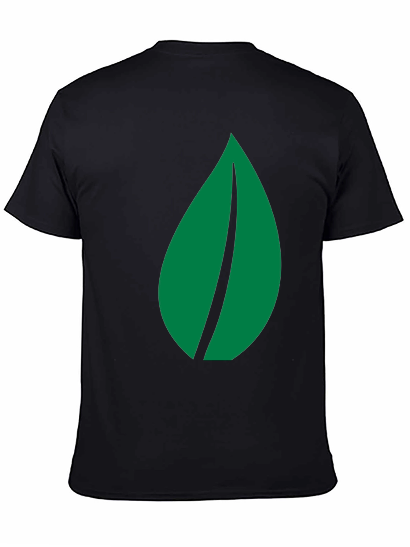 Green Leaf Graphic Black T-Shirt