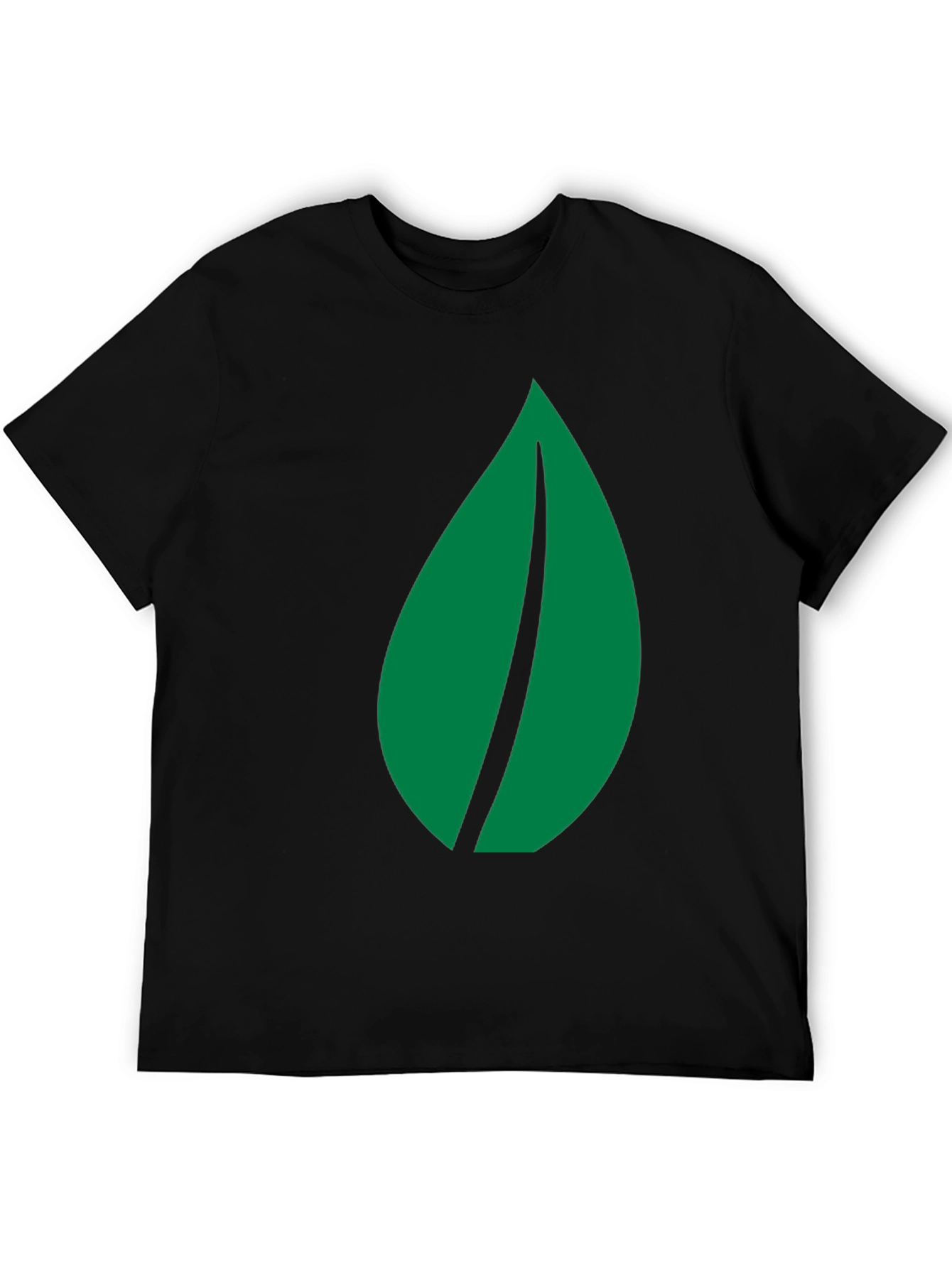 Green Leaf Graphic Black T-Shirt