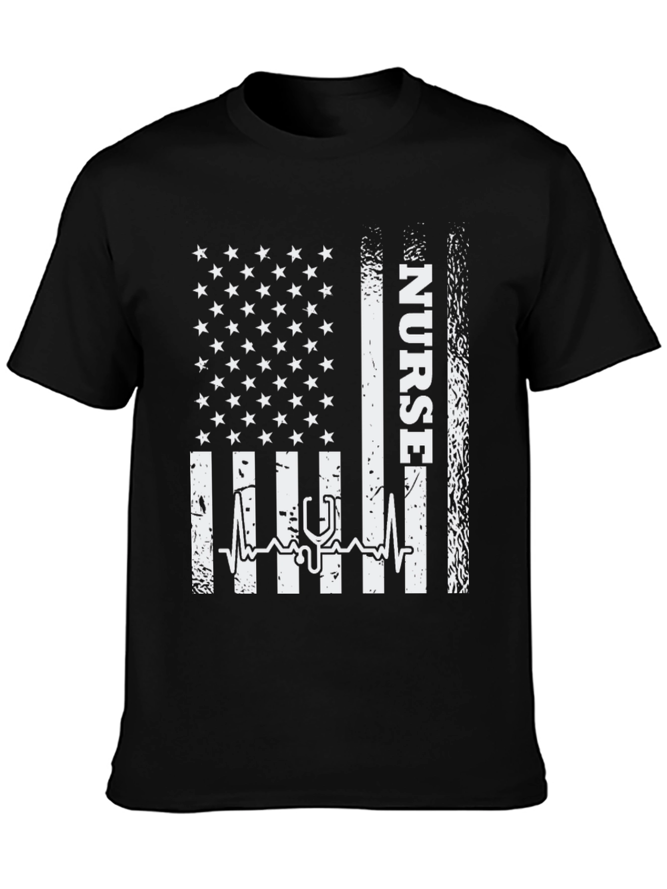 Nurse American Flag Graphic Tee - Black