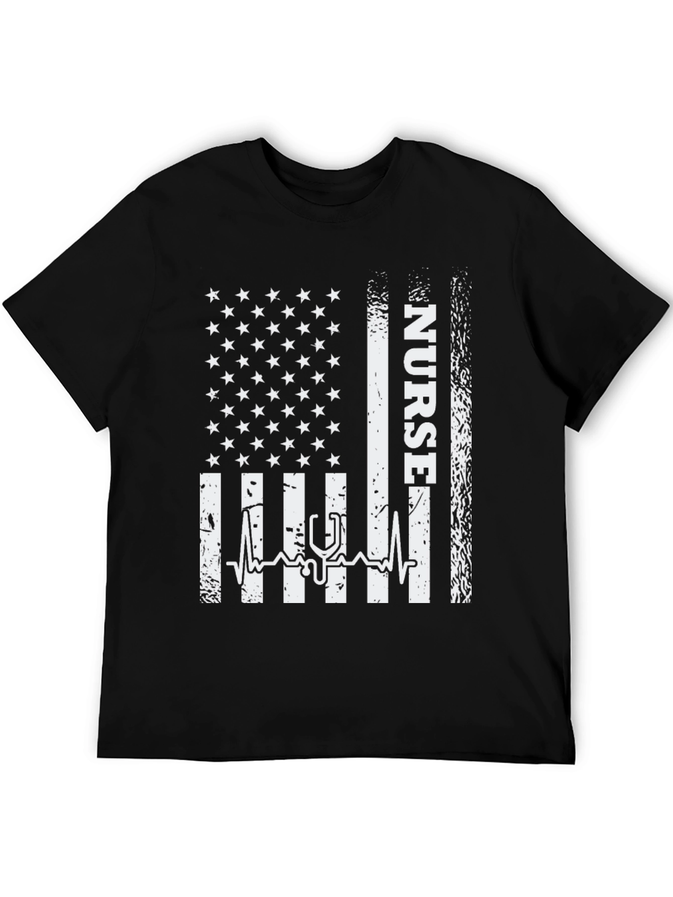 Nurse American Flag Graphic Tee - Black