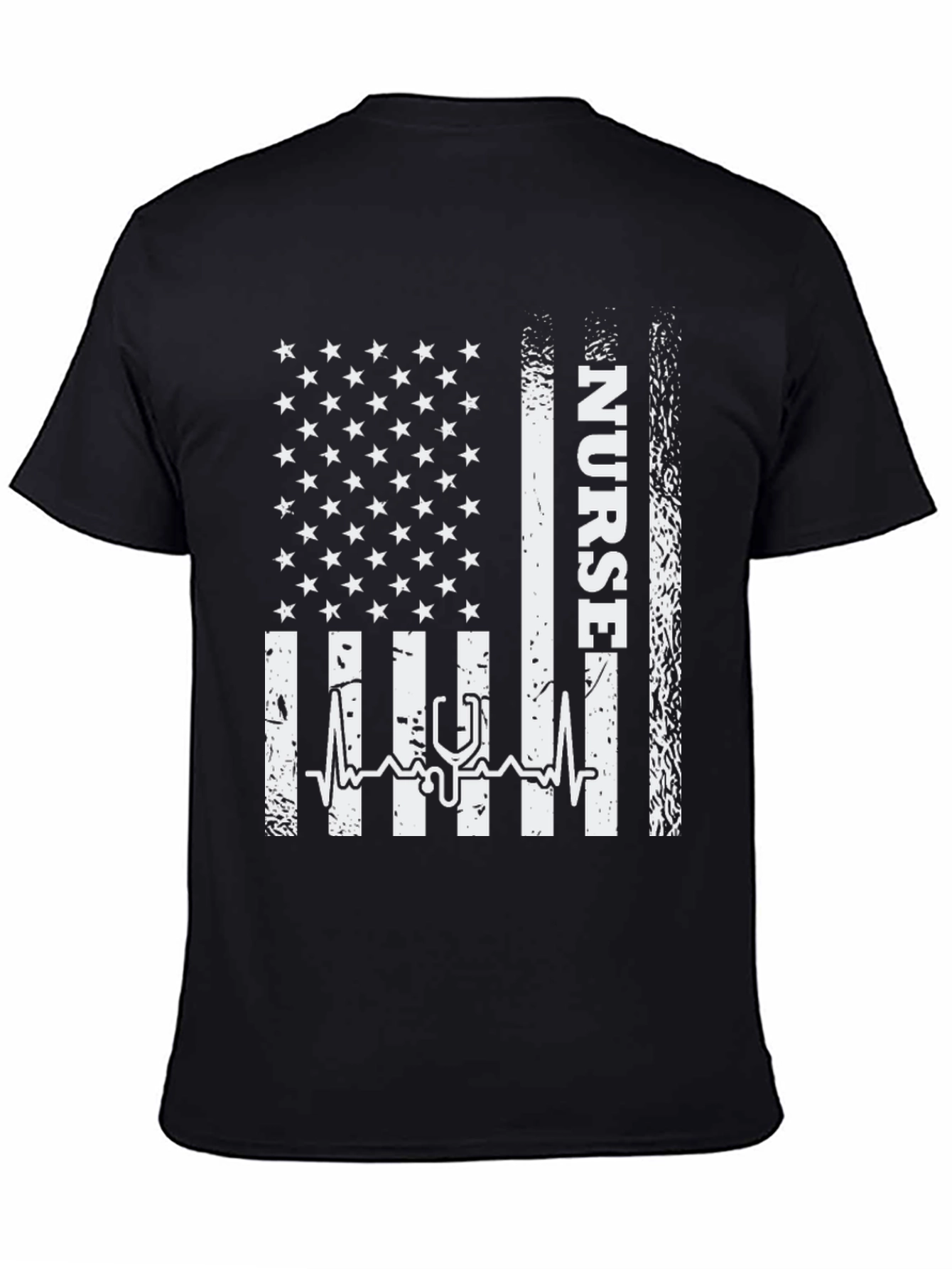 Nurse American Flag Graphic Tee - Black
