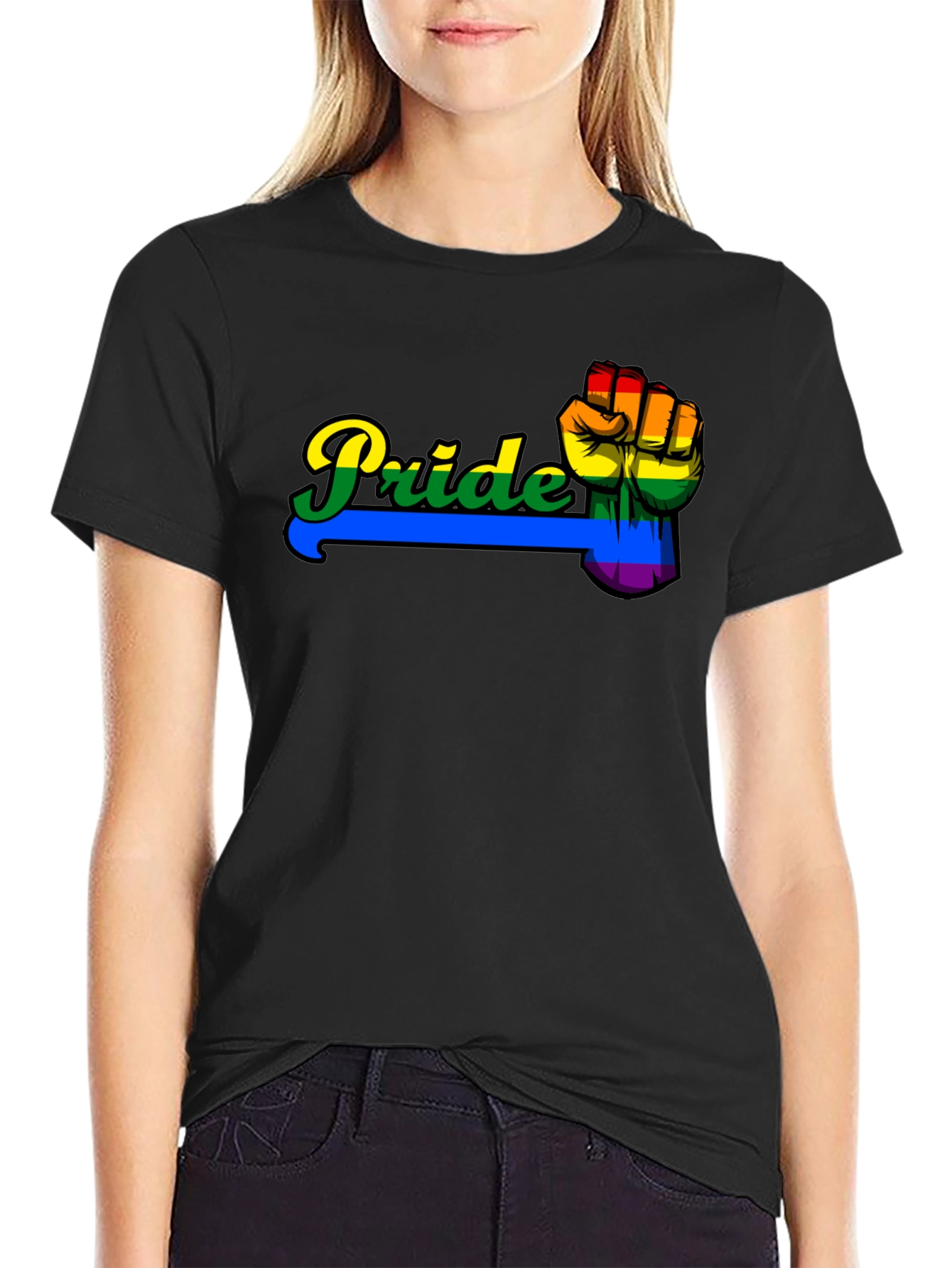 Pride Fist Graphic Black T-Shirt