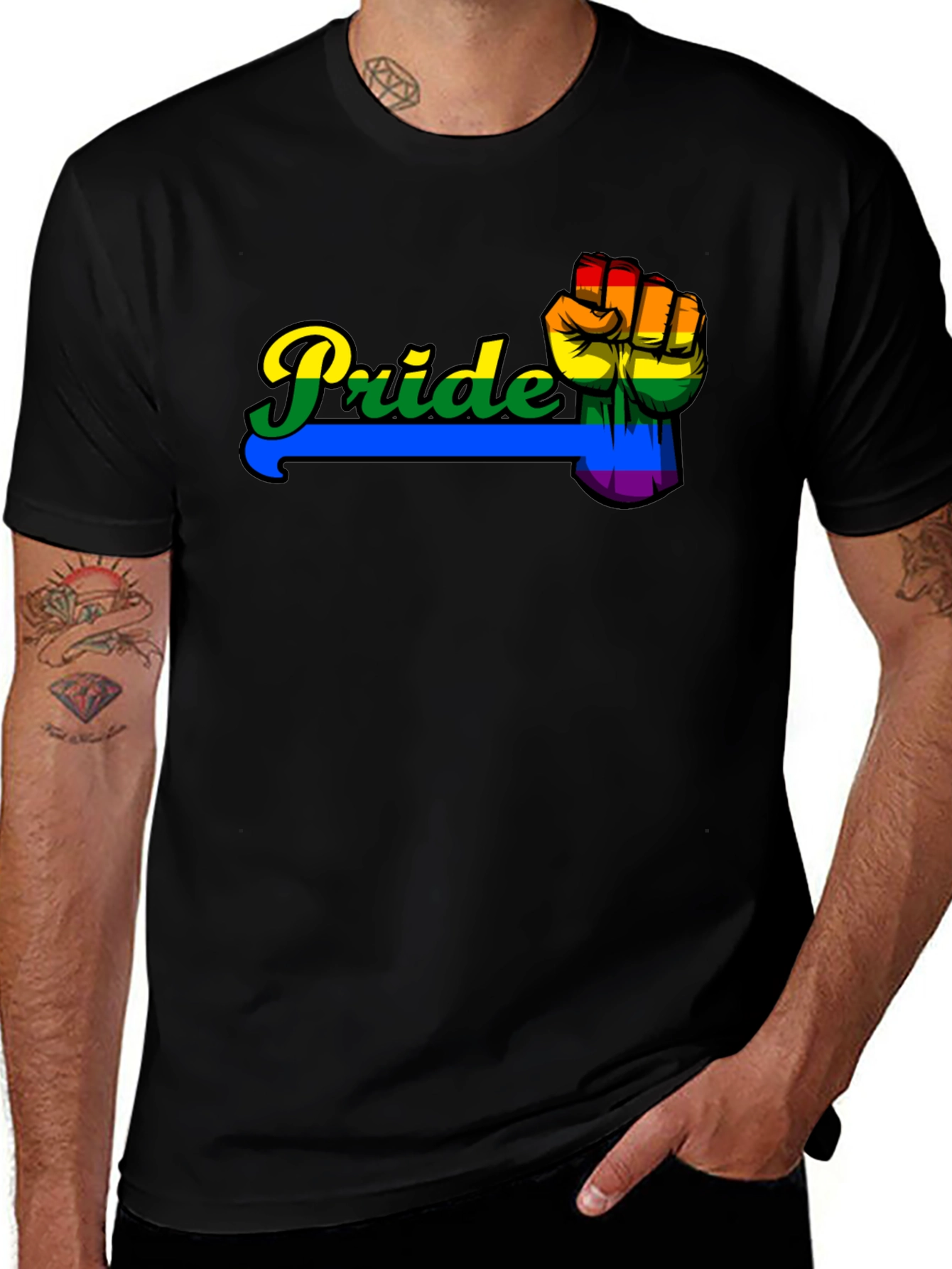 Pride Fist Graphic Black T-Shirt