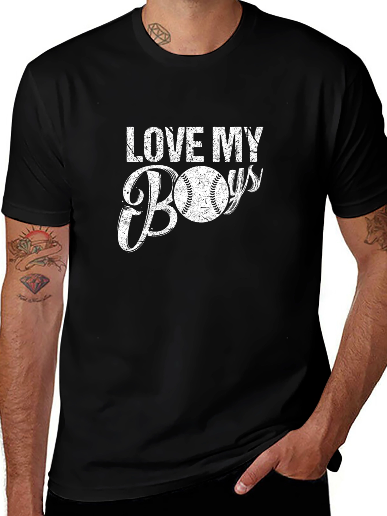 Love My Boys Baseball T-Shirt Black