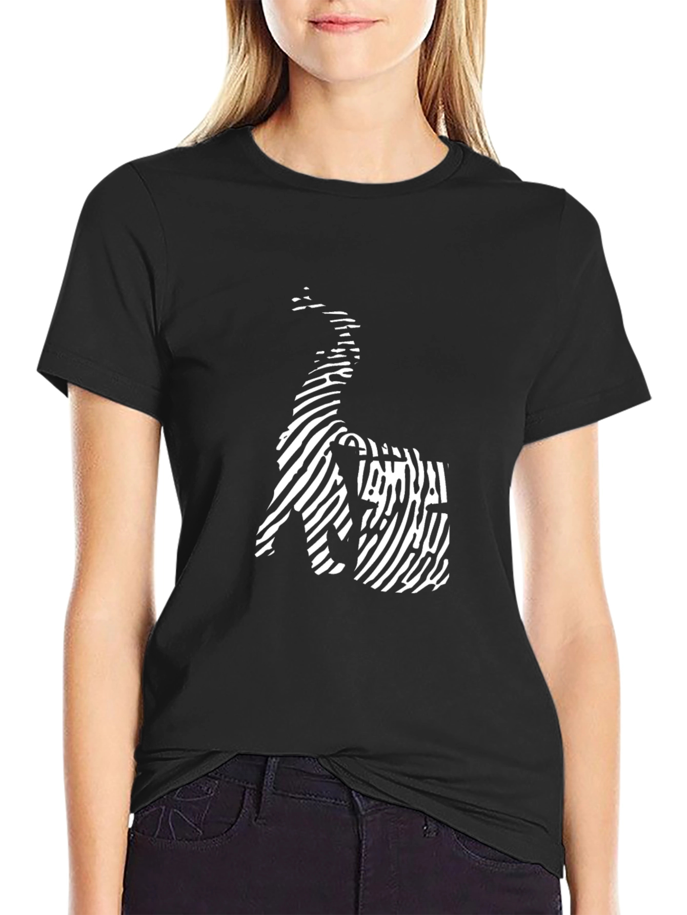 Abstract Animal Print Black Graphic Tee