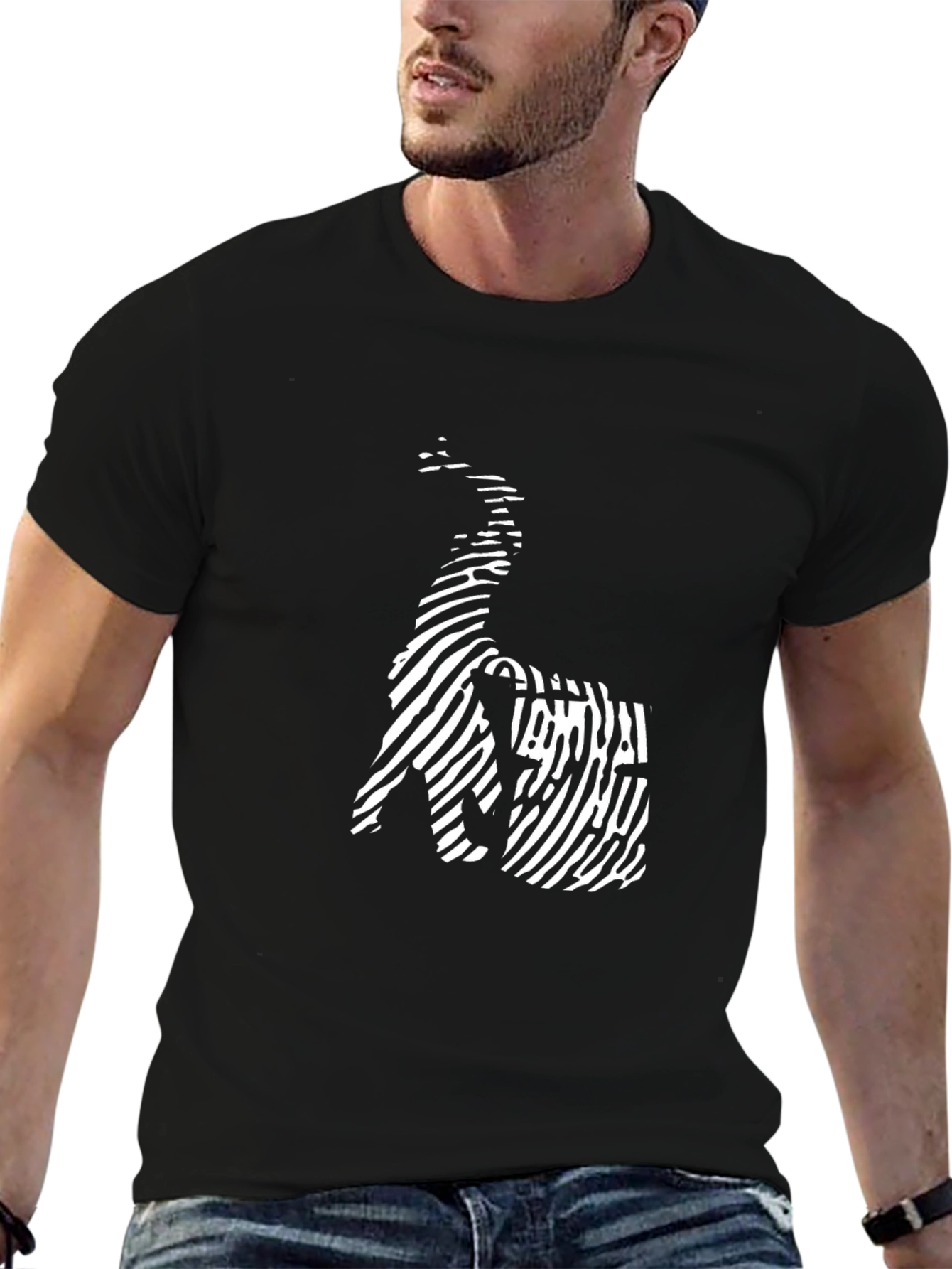 Abstract Animal Print Black Graphic Tee