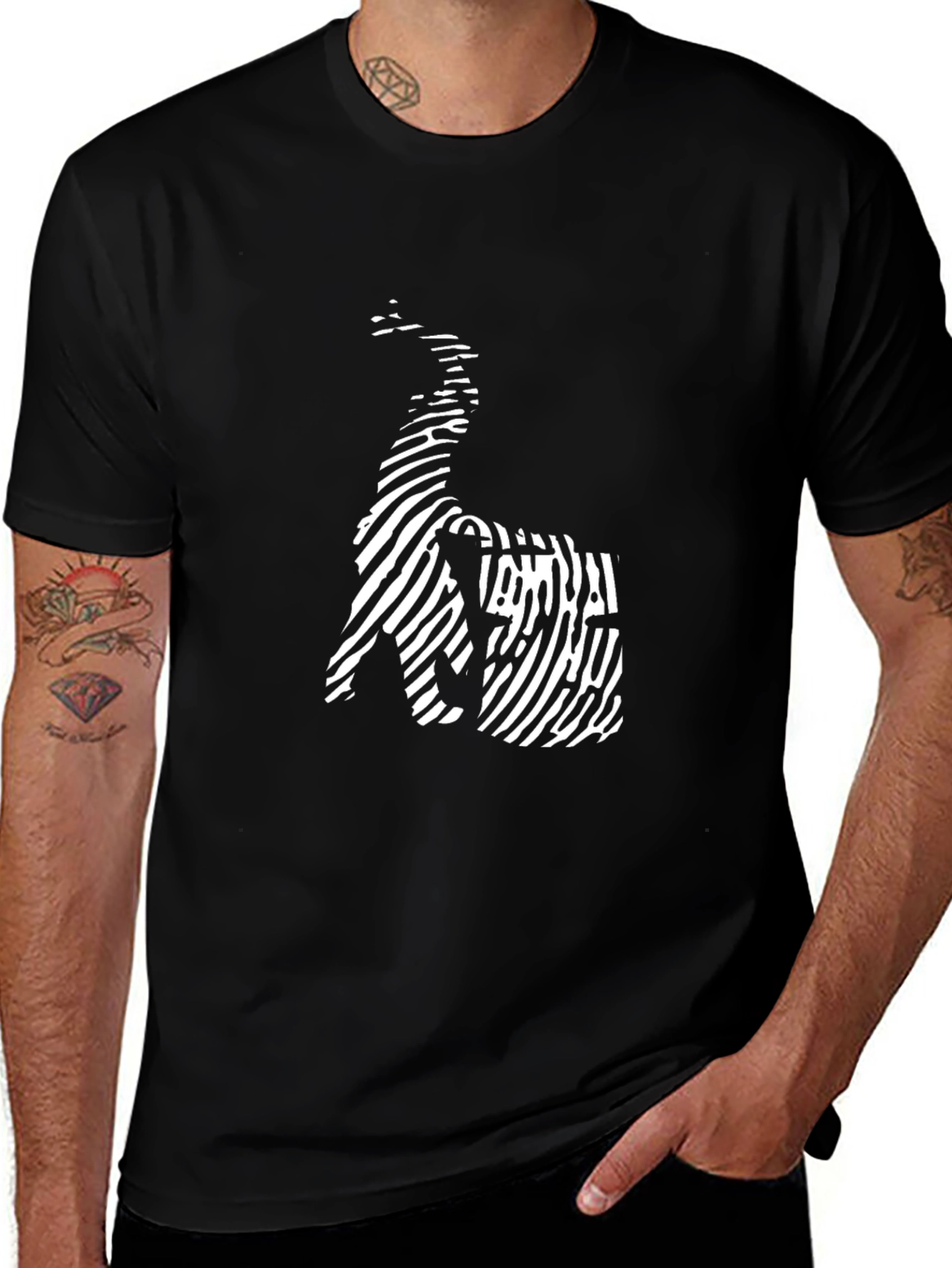 Abstract Animal Print Black Graphic Tee