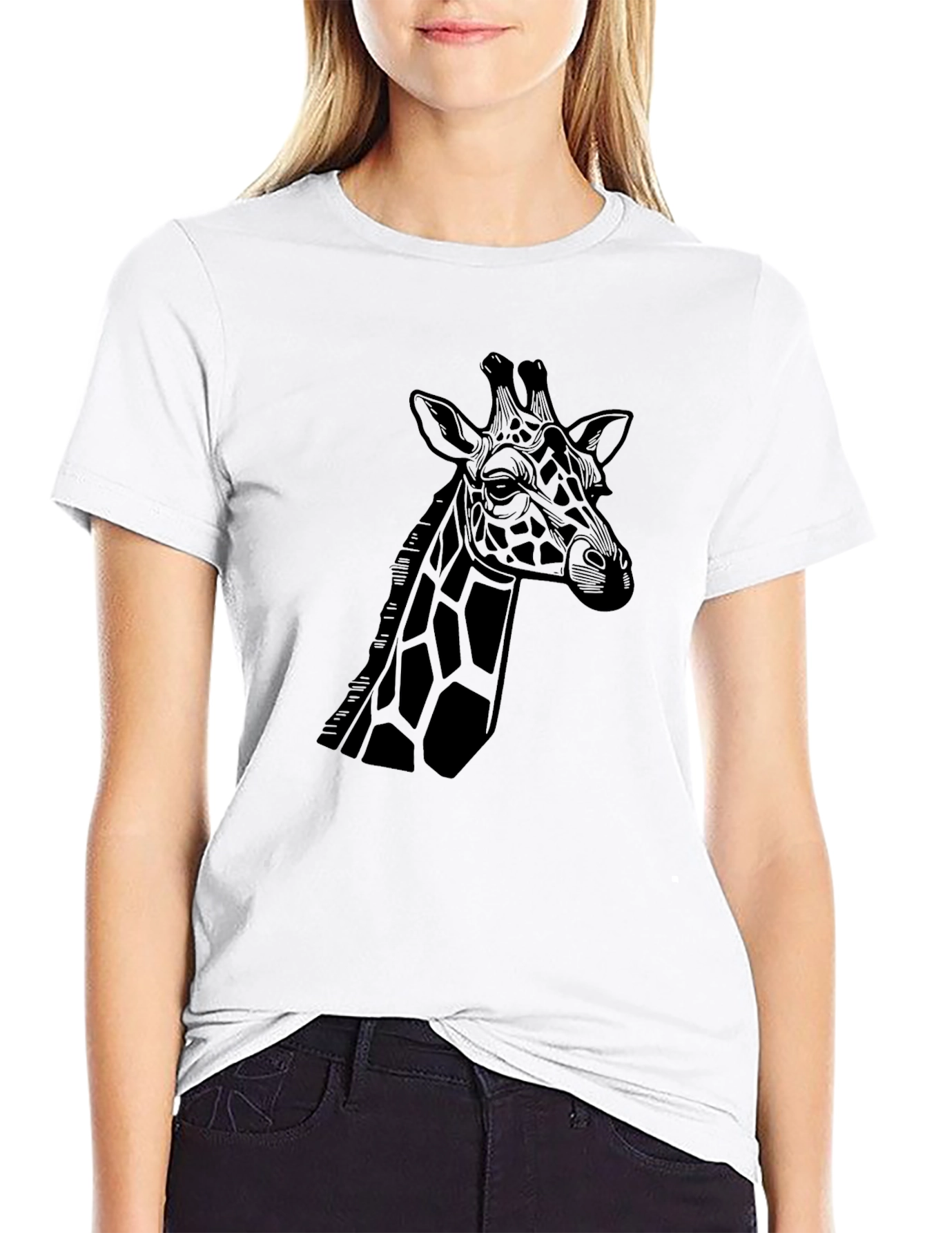 Giraffe Graphic Tee - Stylish Black T-Shirt