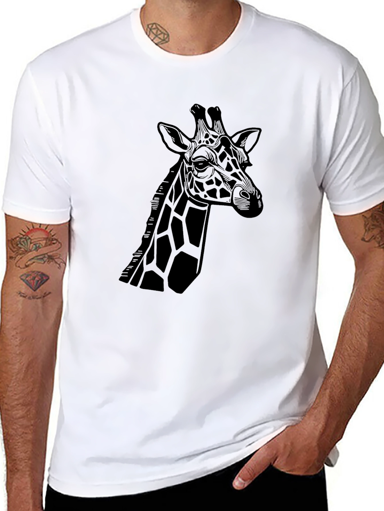 Giraffe Graphic Tee - Stylish Black T-Shirt