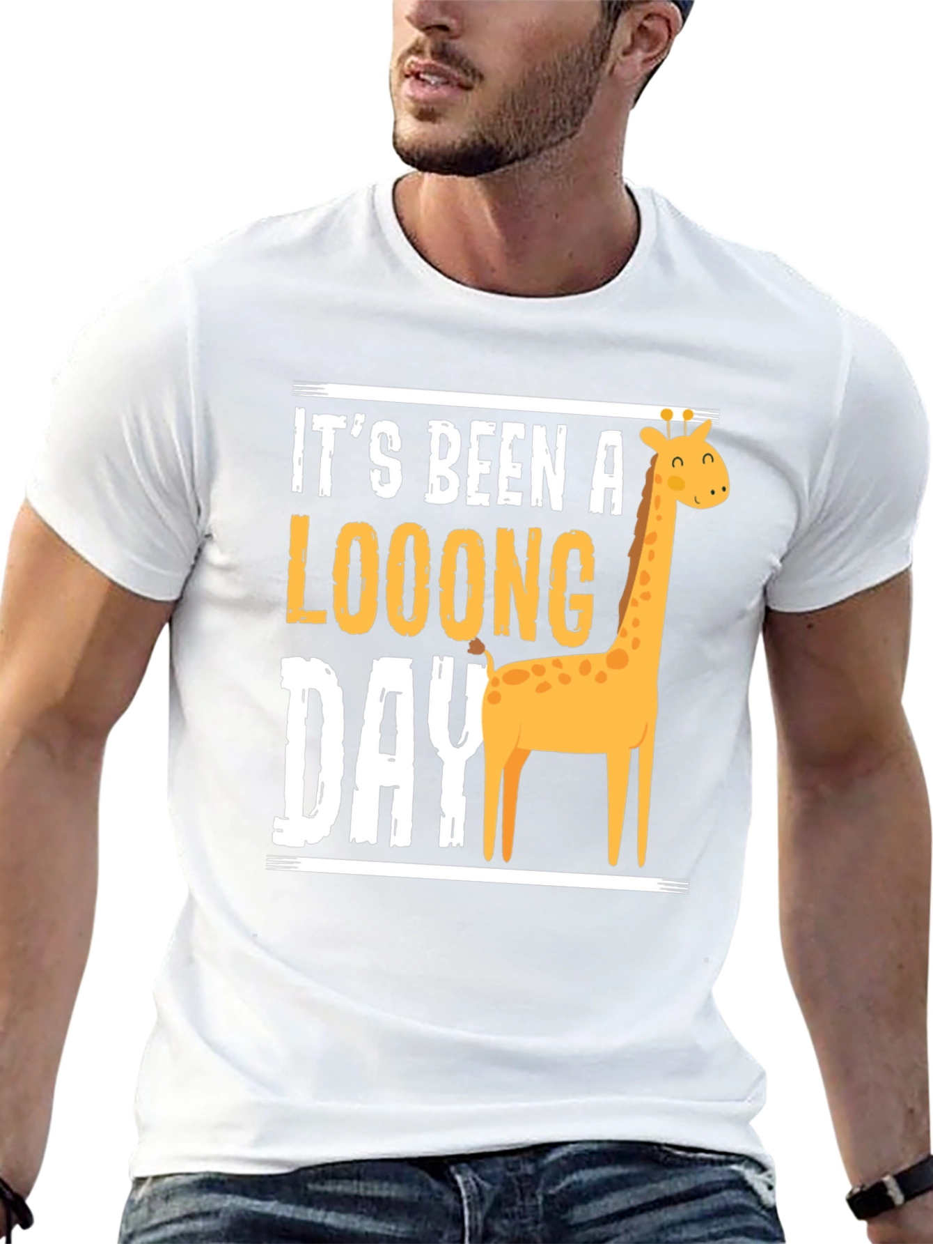Long Day Giraffe Graphic Tee - Mens Black T-Shirt