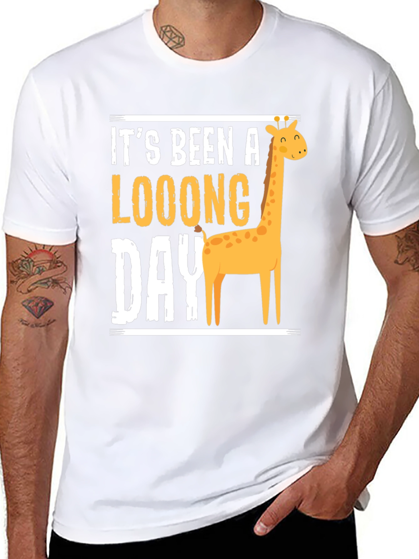 Long Day Giraffe Graphic Tee - Mens Black T-Shirt