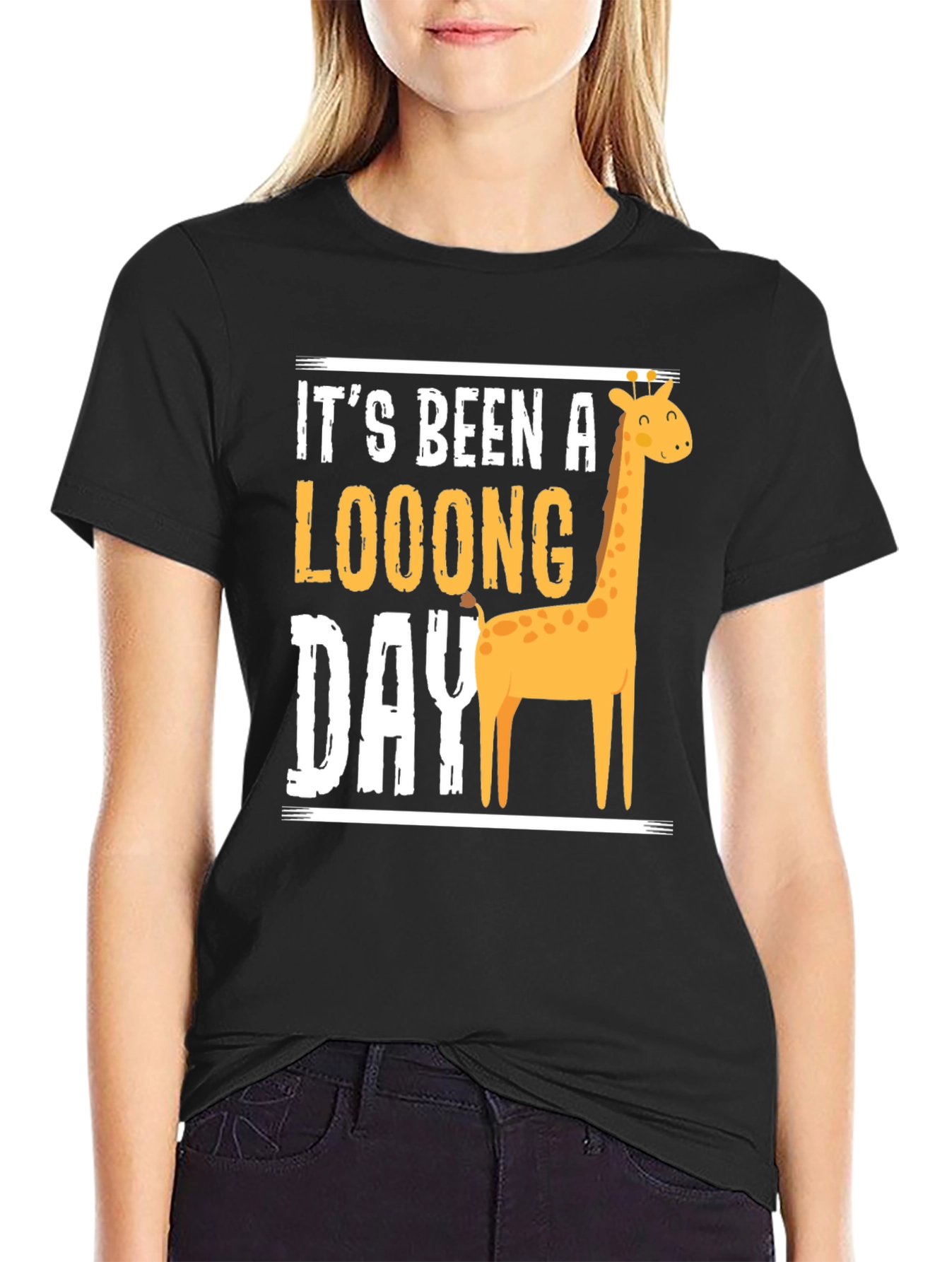 Long Day Giraffe Graphic Tee - Mens Black T-Shirt