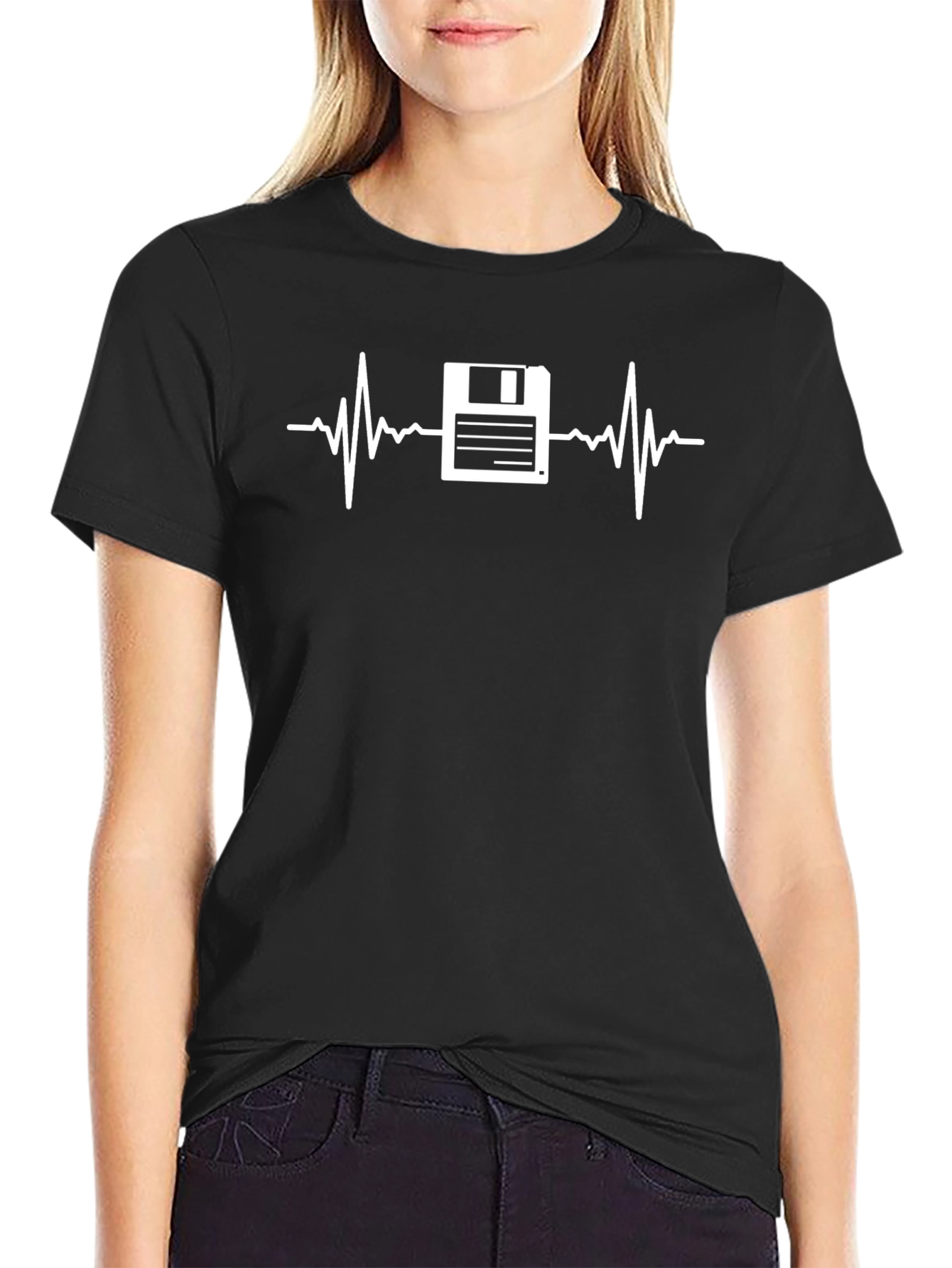 Floppy Disk Heartbeat T-Shirt - Retro Tech Tee