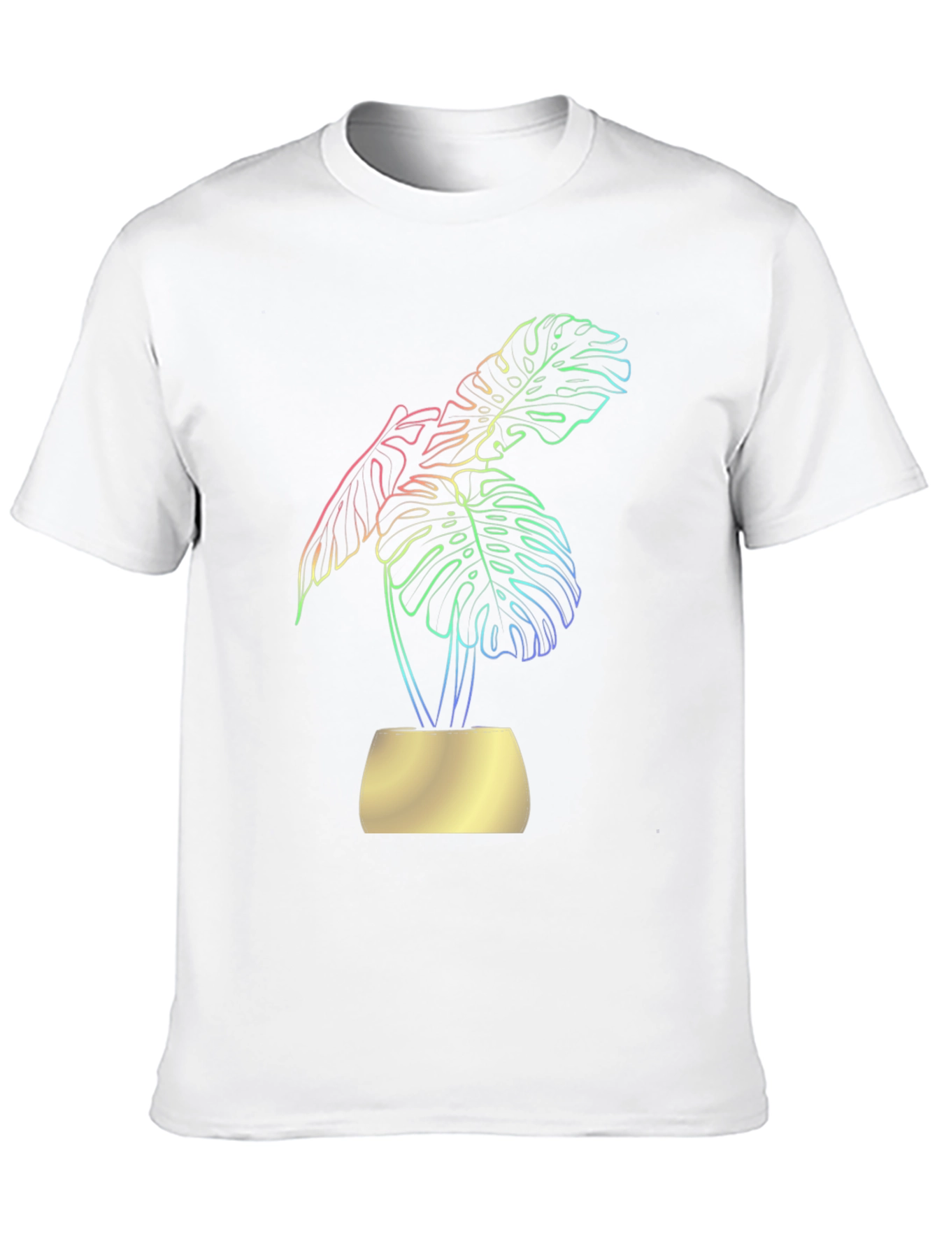 Stylish Black T-Shirt with Vibrant Monstera Leaf Design