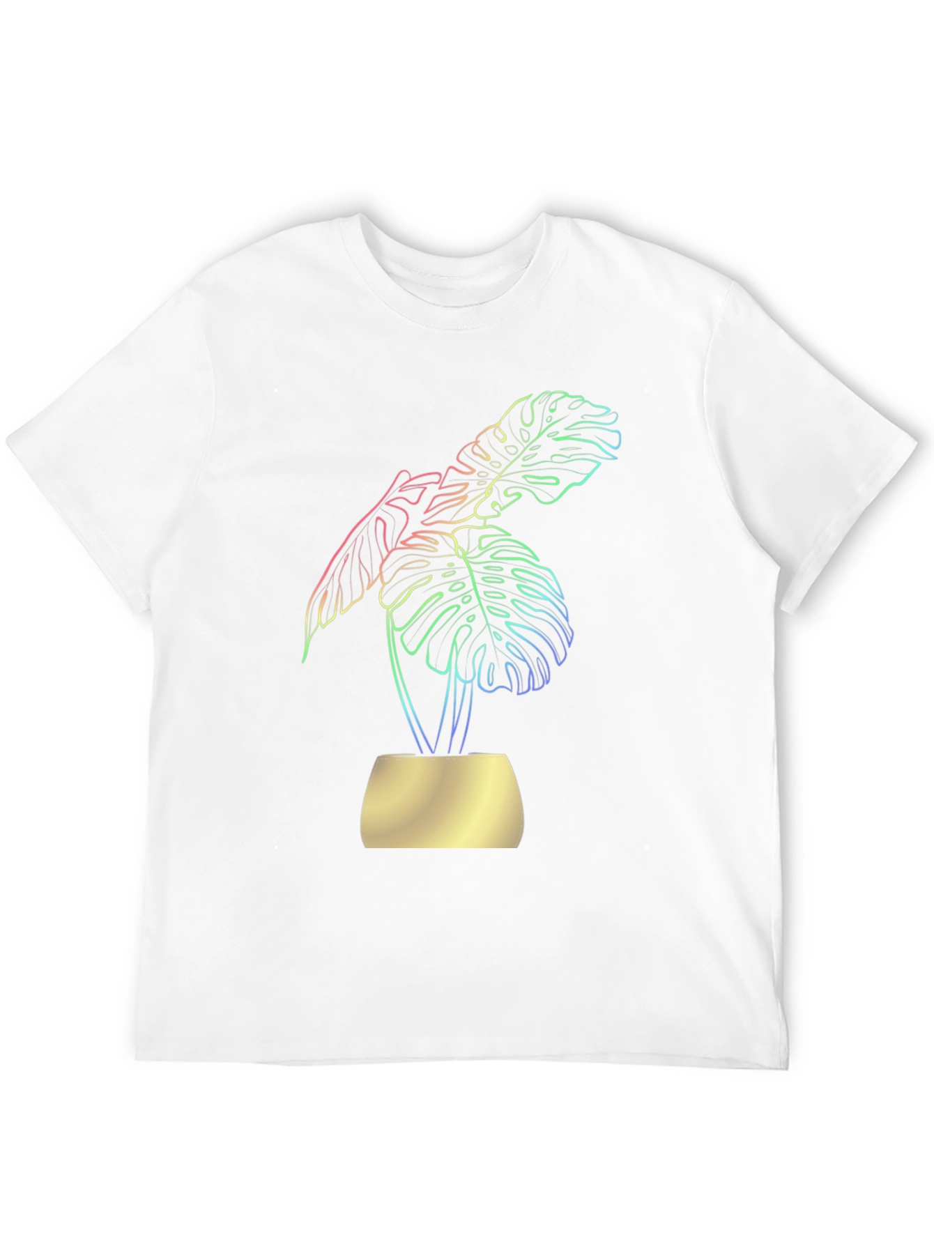 Stylish Black T-Shirt with Vibrant Monstera Leaf Design