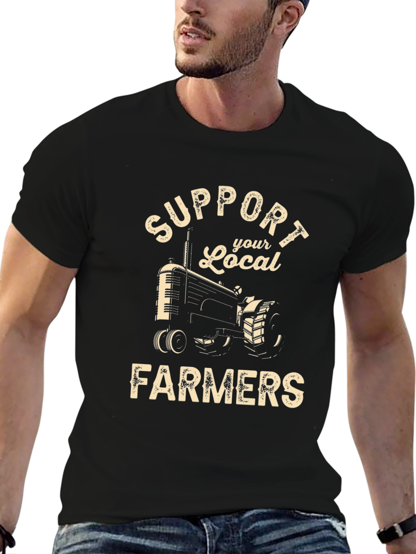 Support Local Farmers Tractor Graphic Tee