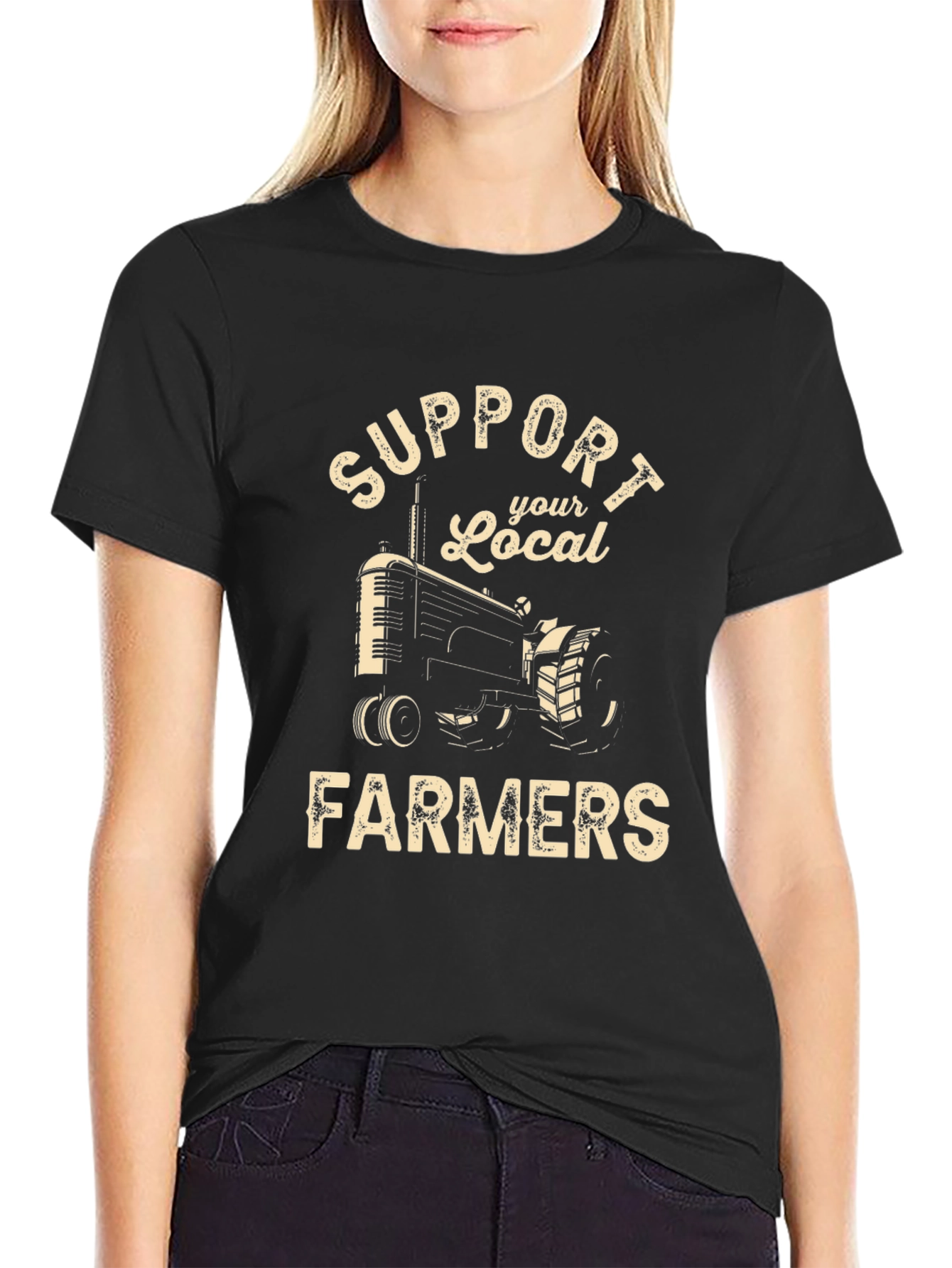 Support Local Farmers Tractor Graphic Tee