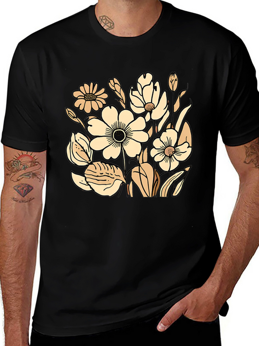 Floral Graphic Print Black T-Shirt