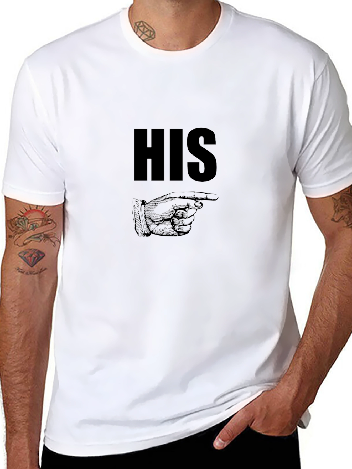 Mens Black His Graphic Tee