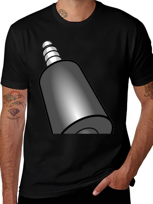 Black T-Shirt with Funky Audio Jack Graphic
