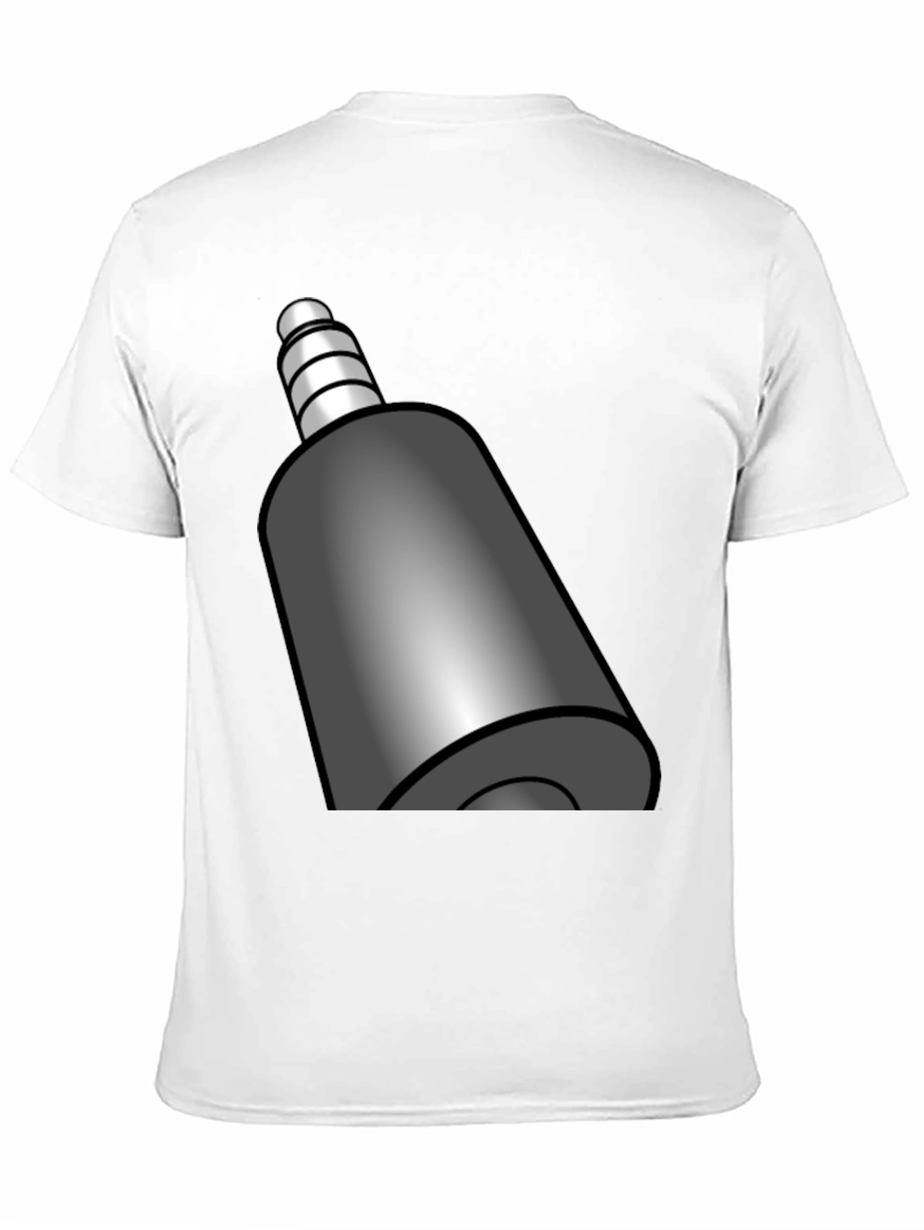 Black T-Shirt with Funky Audio Jack Graphic