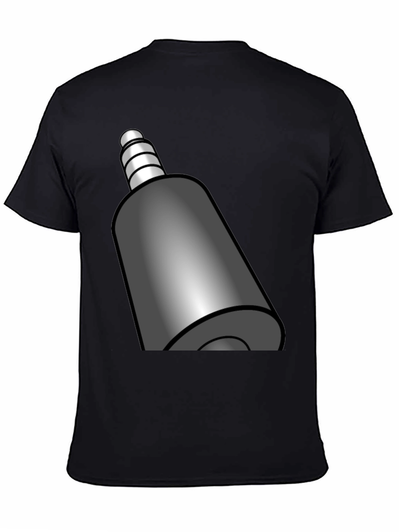 Black T-Shirt with Funky Audio Jack Graphic