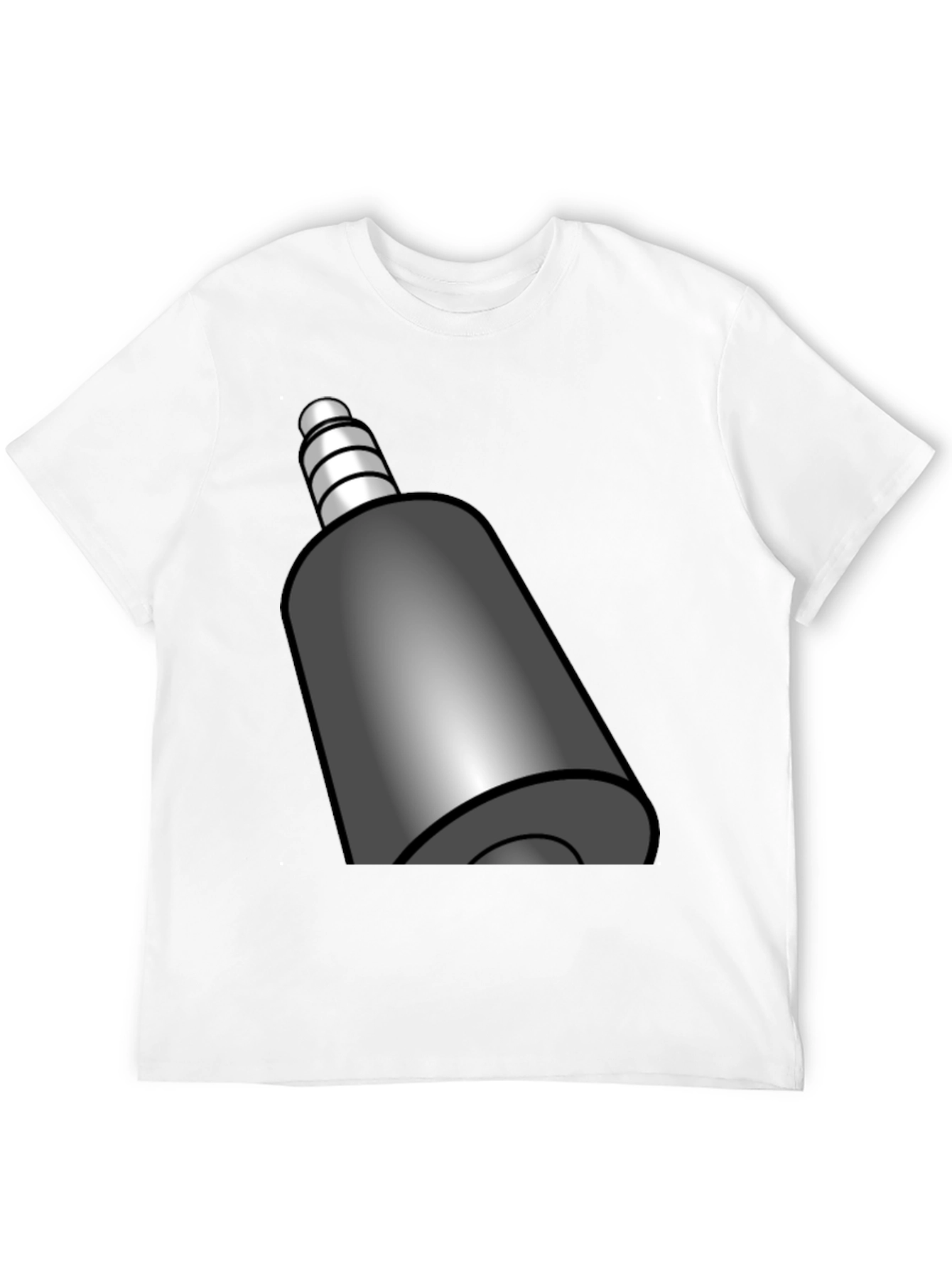 Black T-Shirt with Funky Audio Jack Graphic