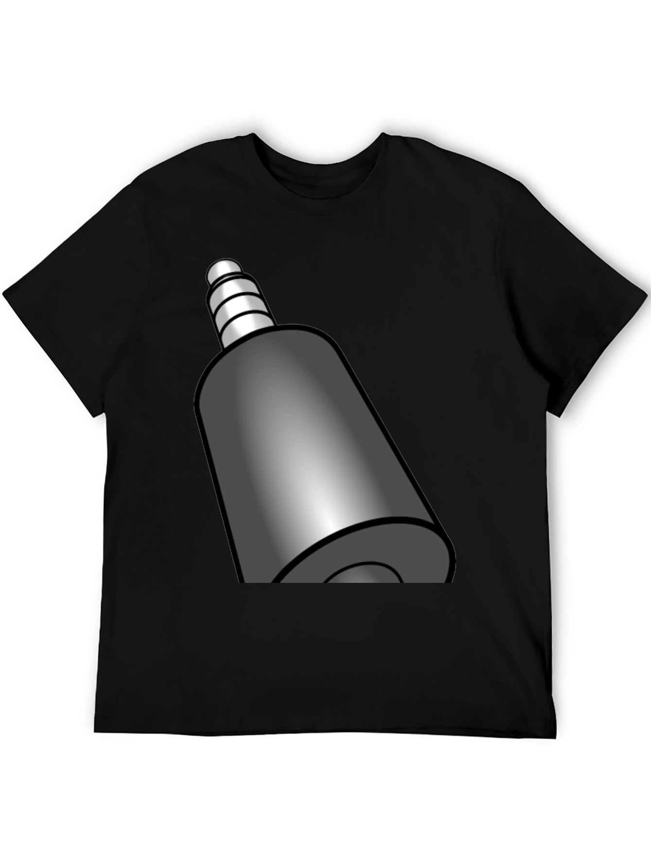 Black T-Shirt with Funky Audio Jack Graphic