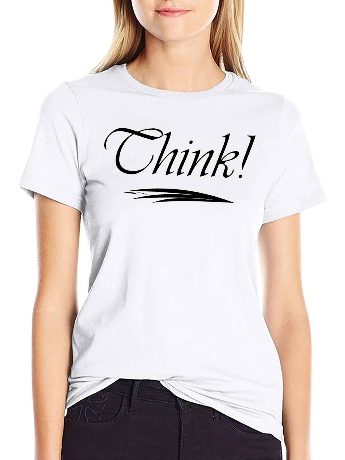 Think! Black Graphic Tee - Unique Design