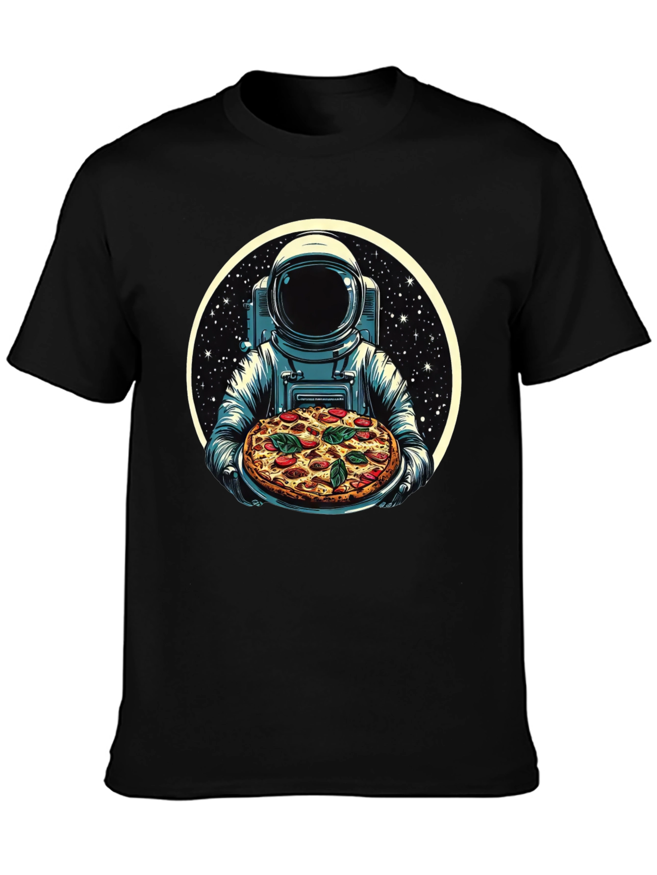 Astronaut Pizza Graphic T-Shirt - Space Foodie Tee