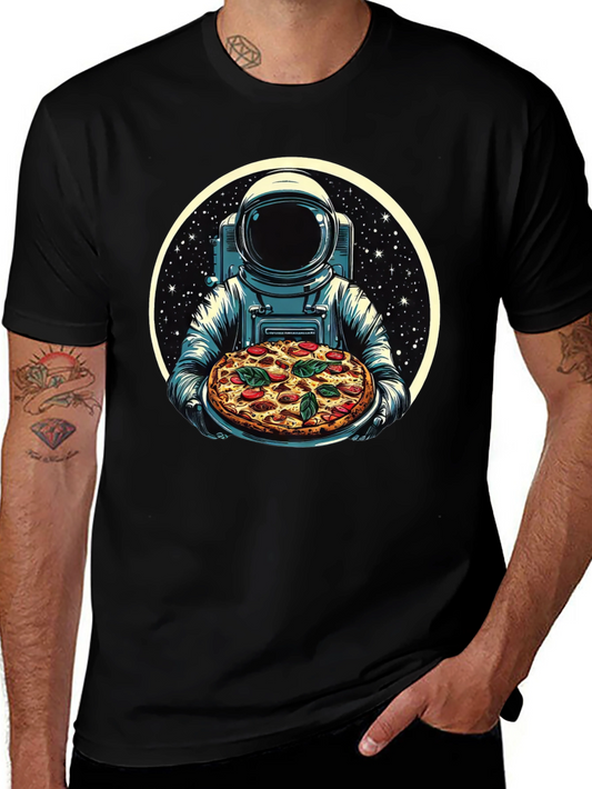 Astronaut Pizza Graphic T-Shirt - Space Foodie Tee