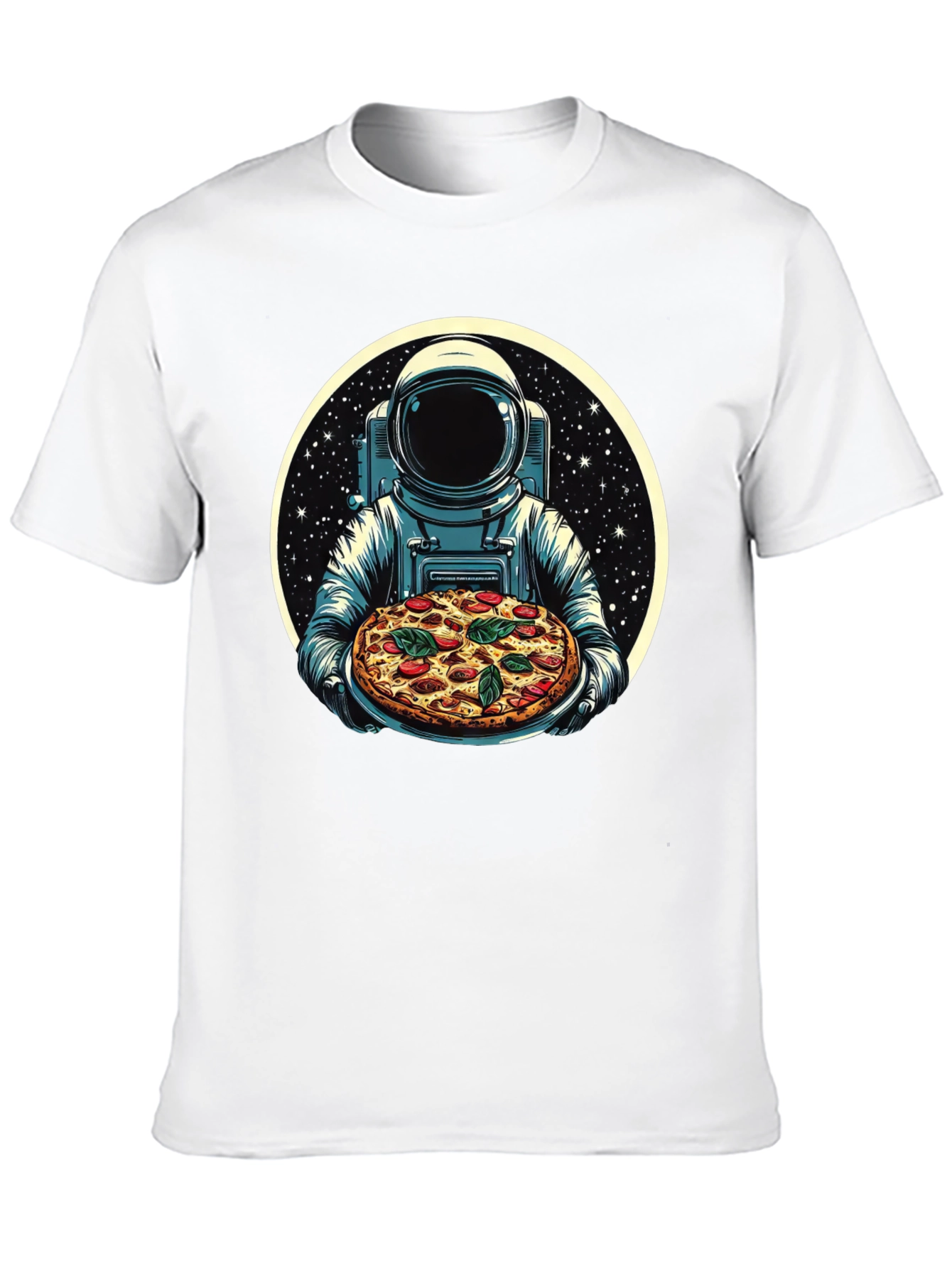 Astronaut Pizza Graphic T-Shirt - Space Foodie Tee