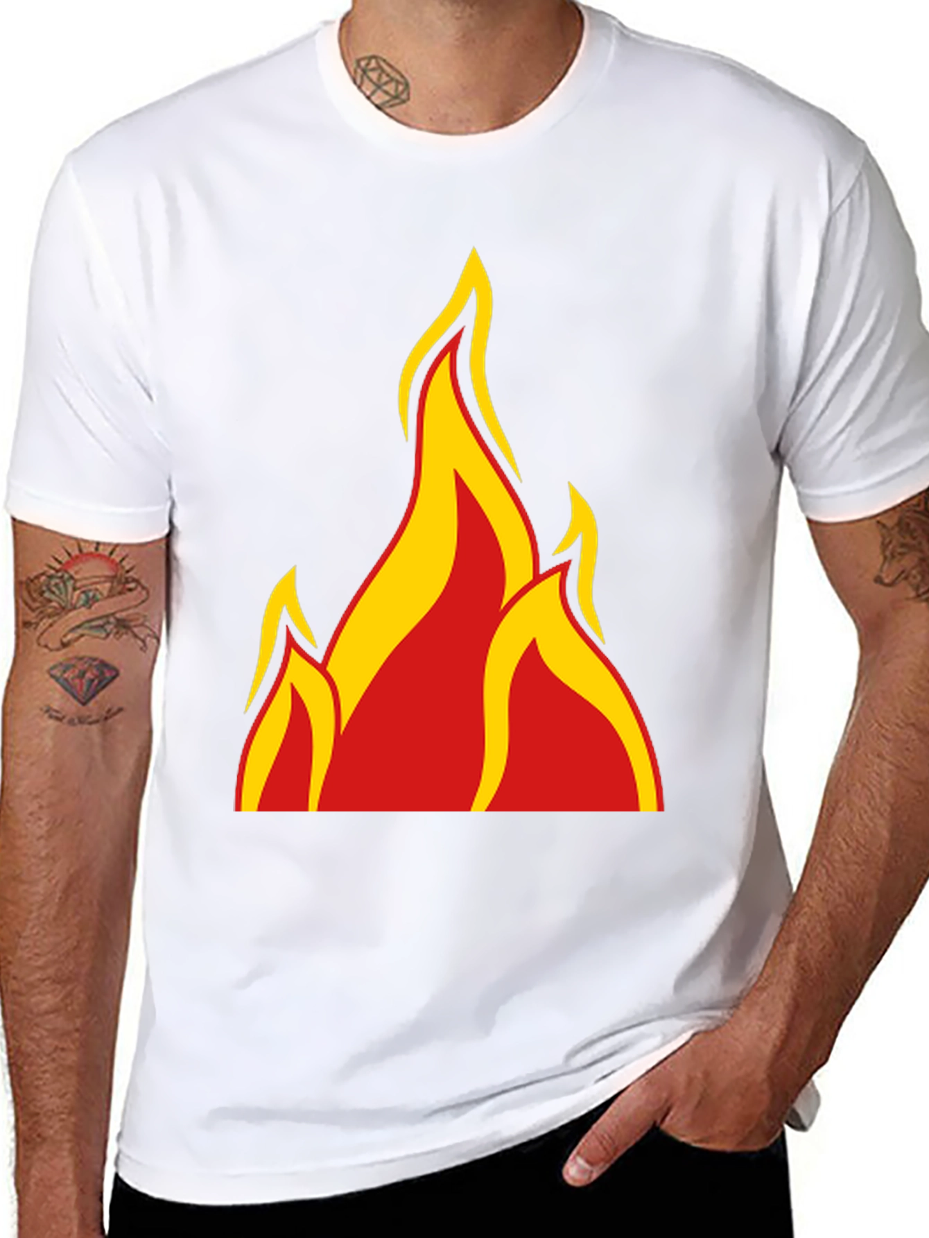 Fiery Graphic Tee - Bold Flame Design