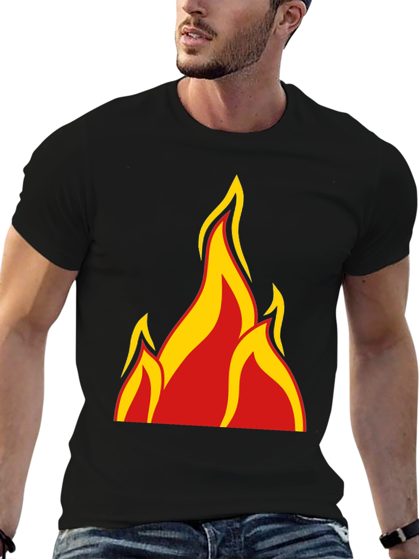 Fiery Graphic Tee - Bold Flame Design
