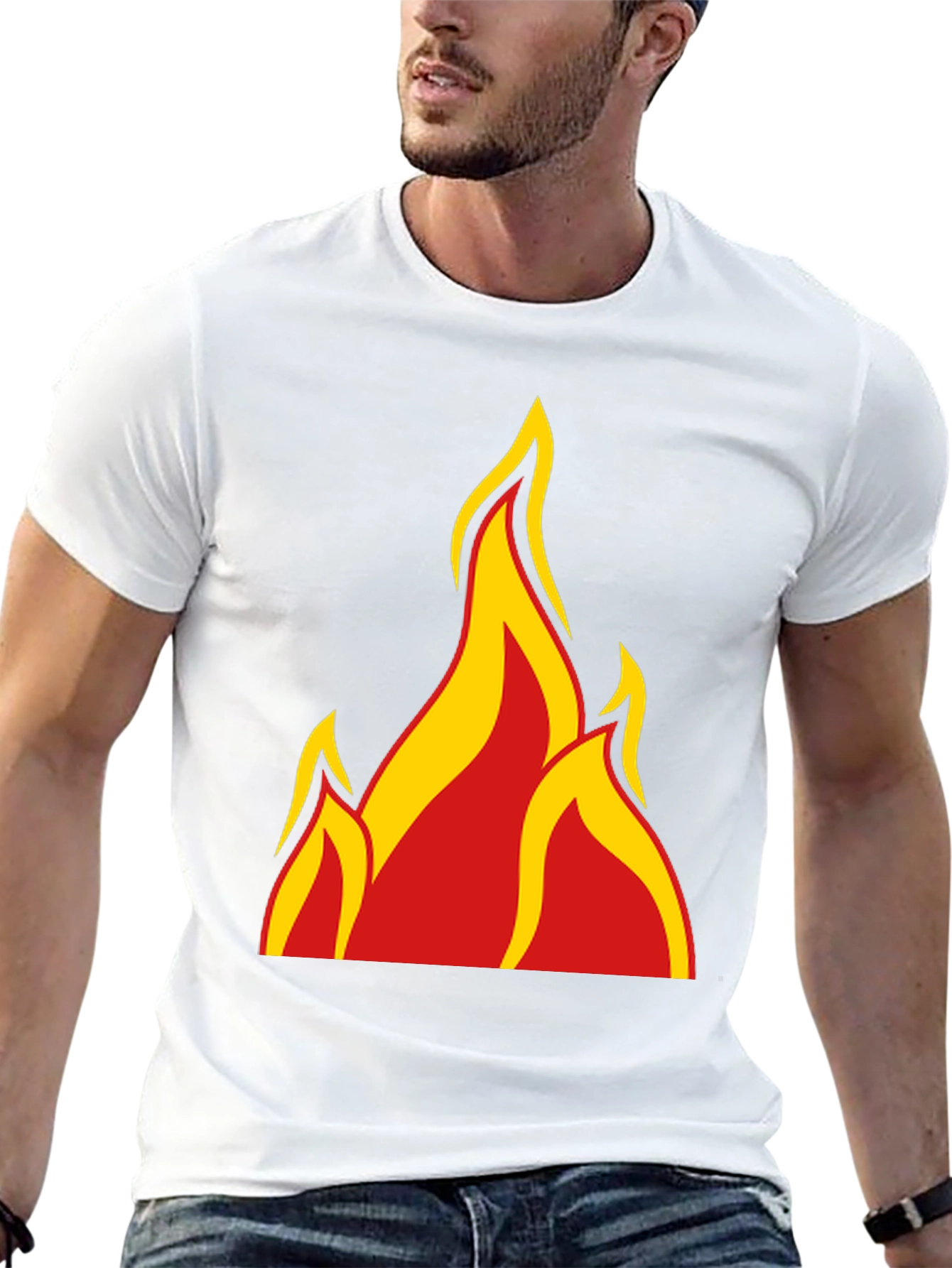 Fiery Graphic Tee - Bold Flame Design