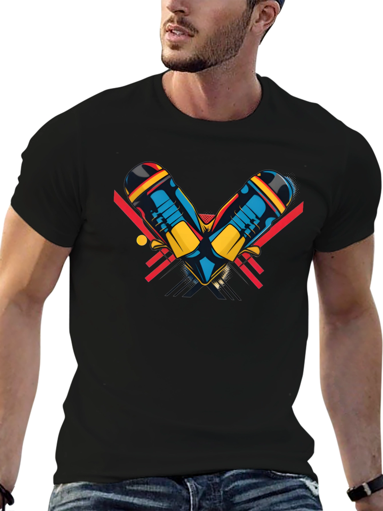 Retro Maracas Graphic Tee - Black Cotton T-Shirt