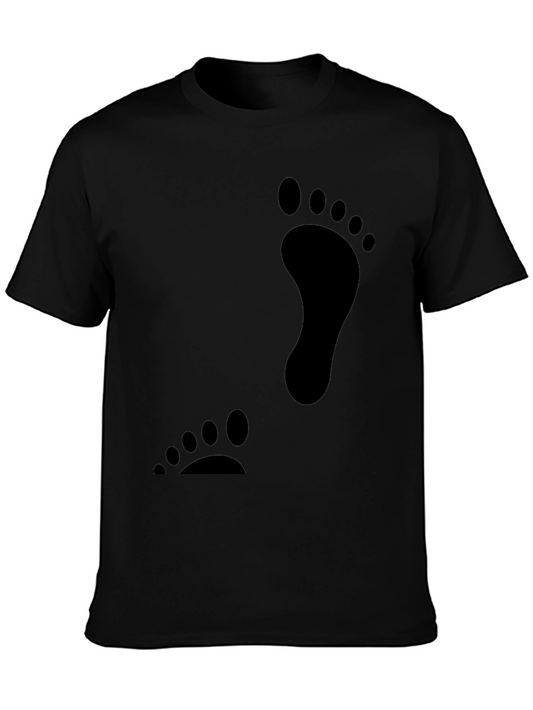 Black Footprint Graphic T-Shirt Casual Tee