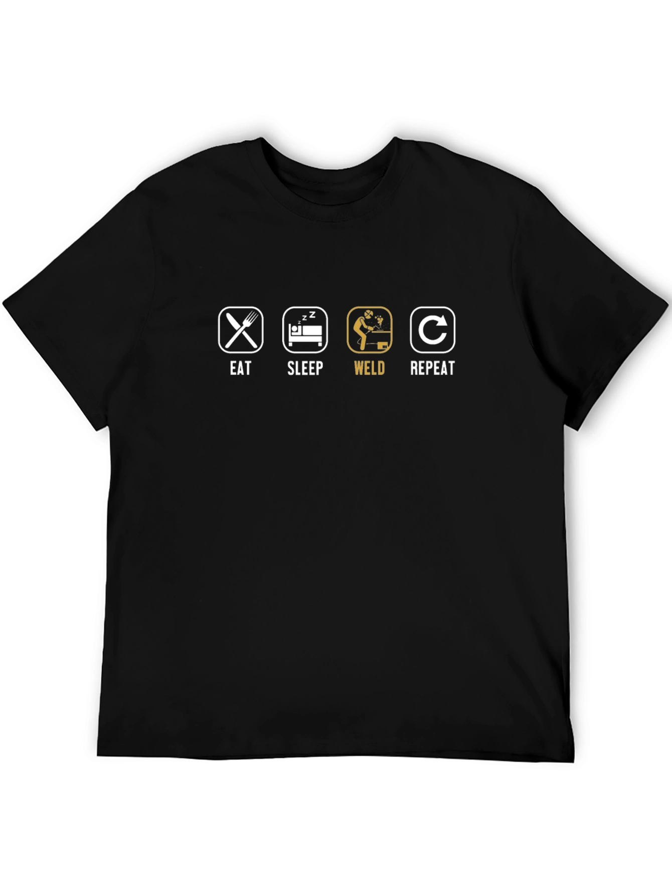 Eat Sleep Weld Repeat T-Shirt - Black