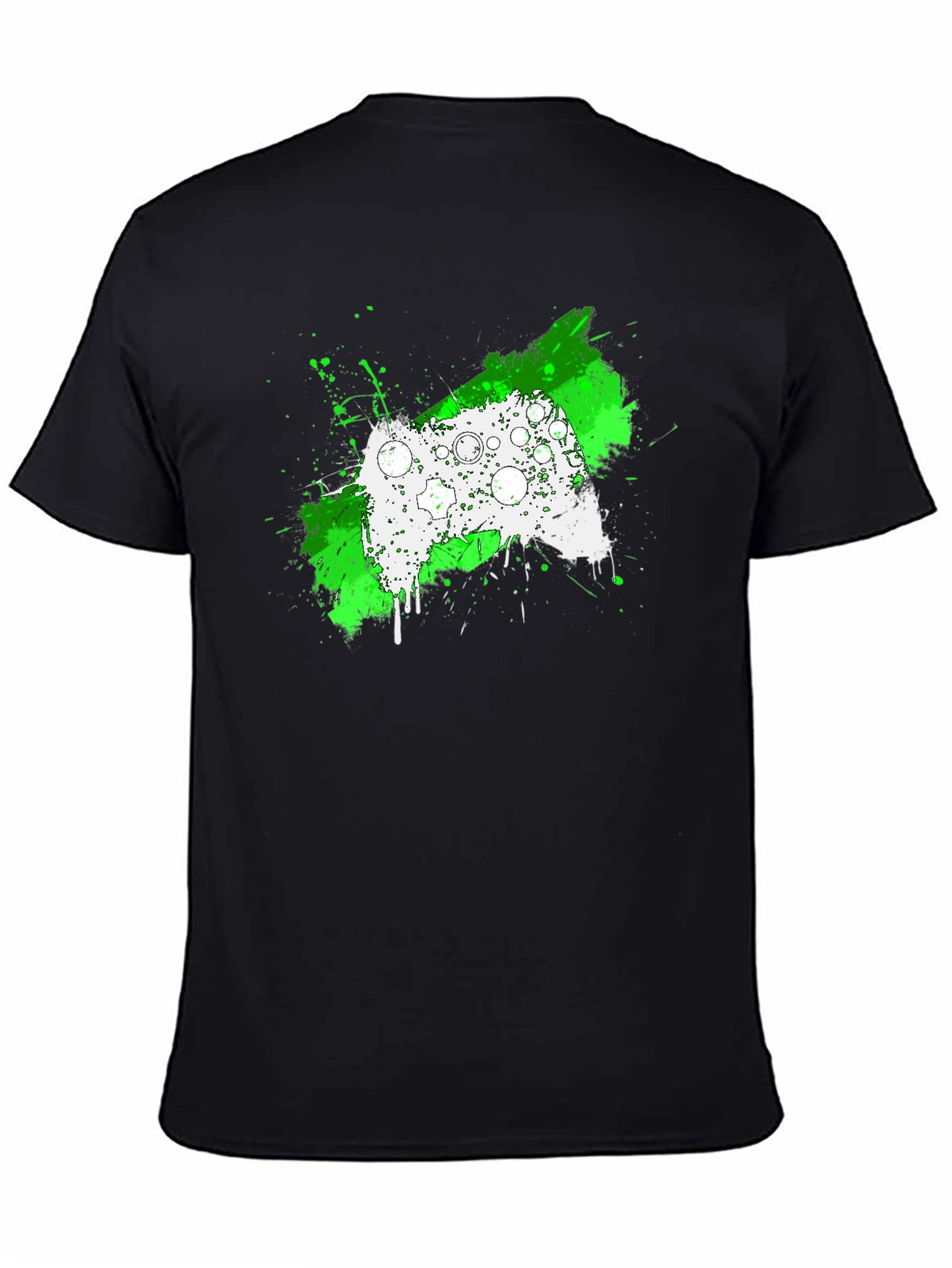 Gamer Controller Splatter Graphic Tee - Black