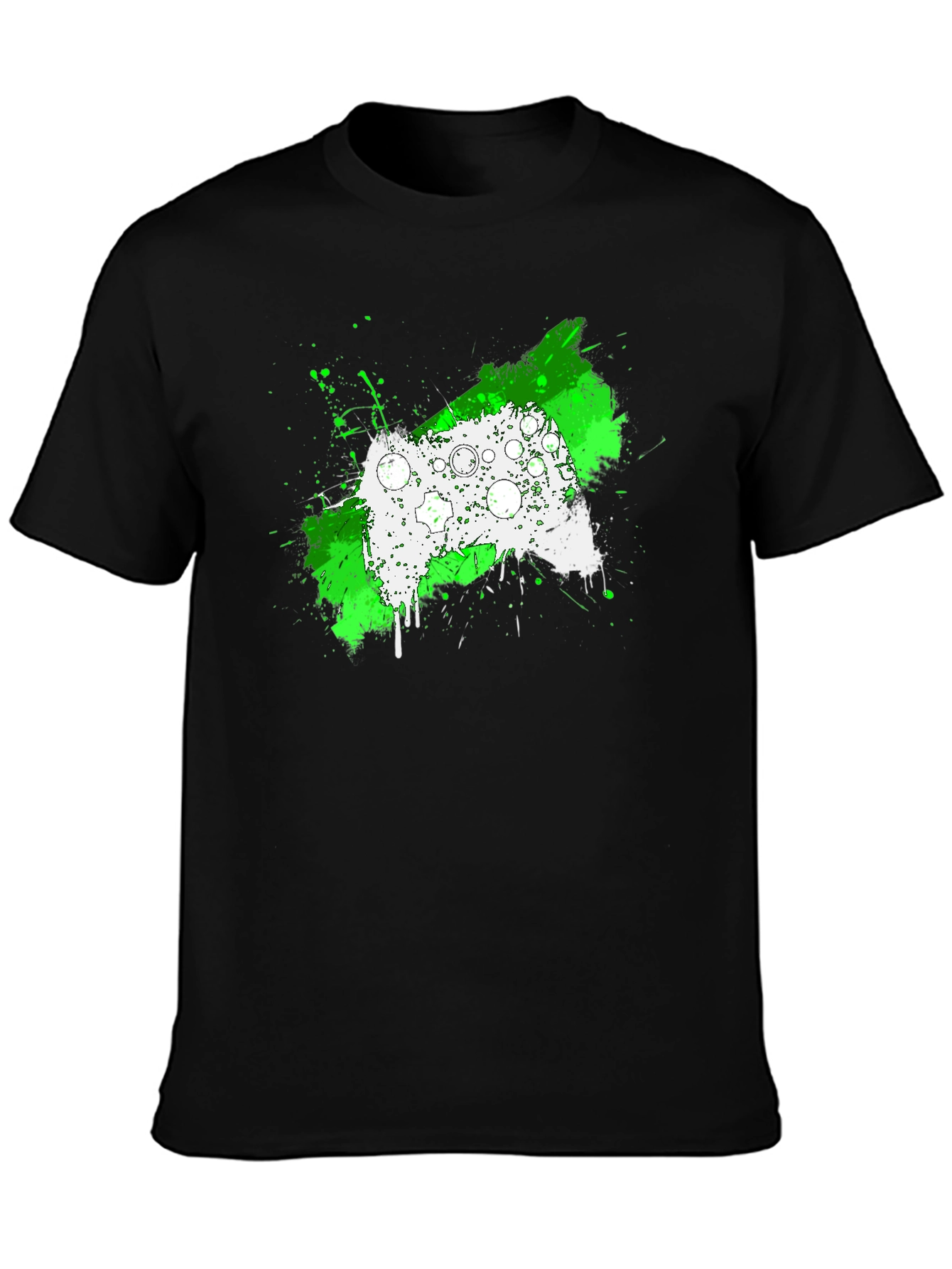Gamer Controller Splatter Graphic Tee - Black