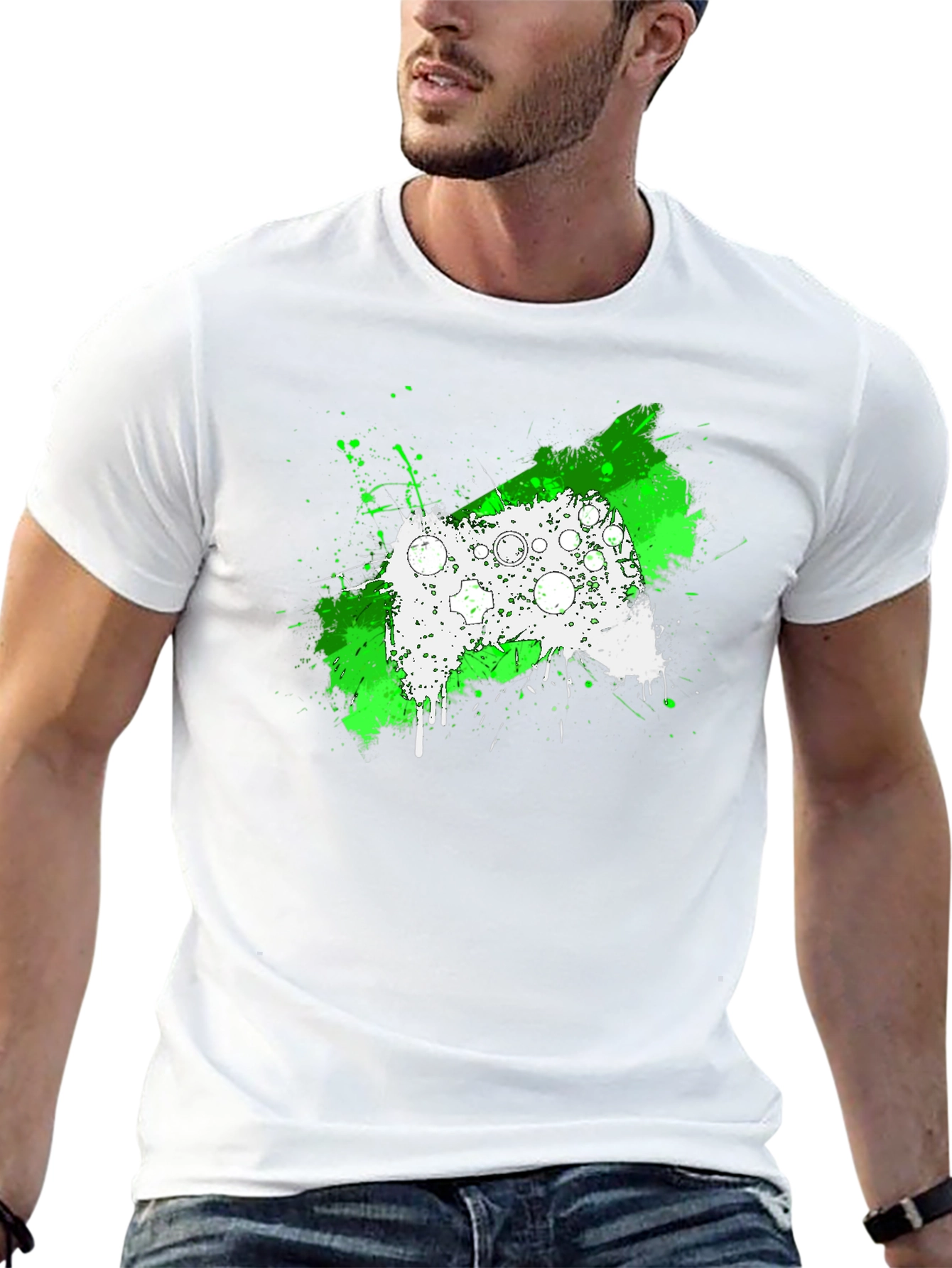 Gamer Controller Splatter Graphic Tee - Black