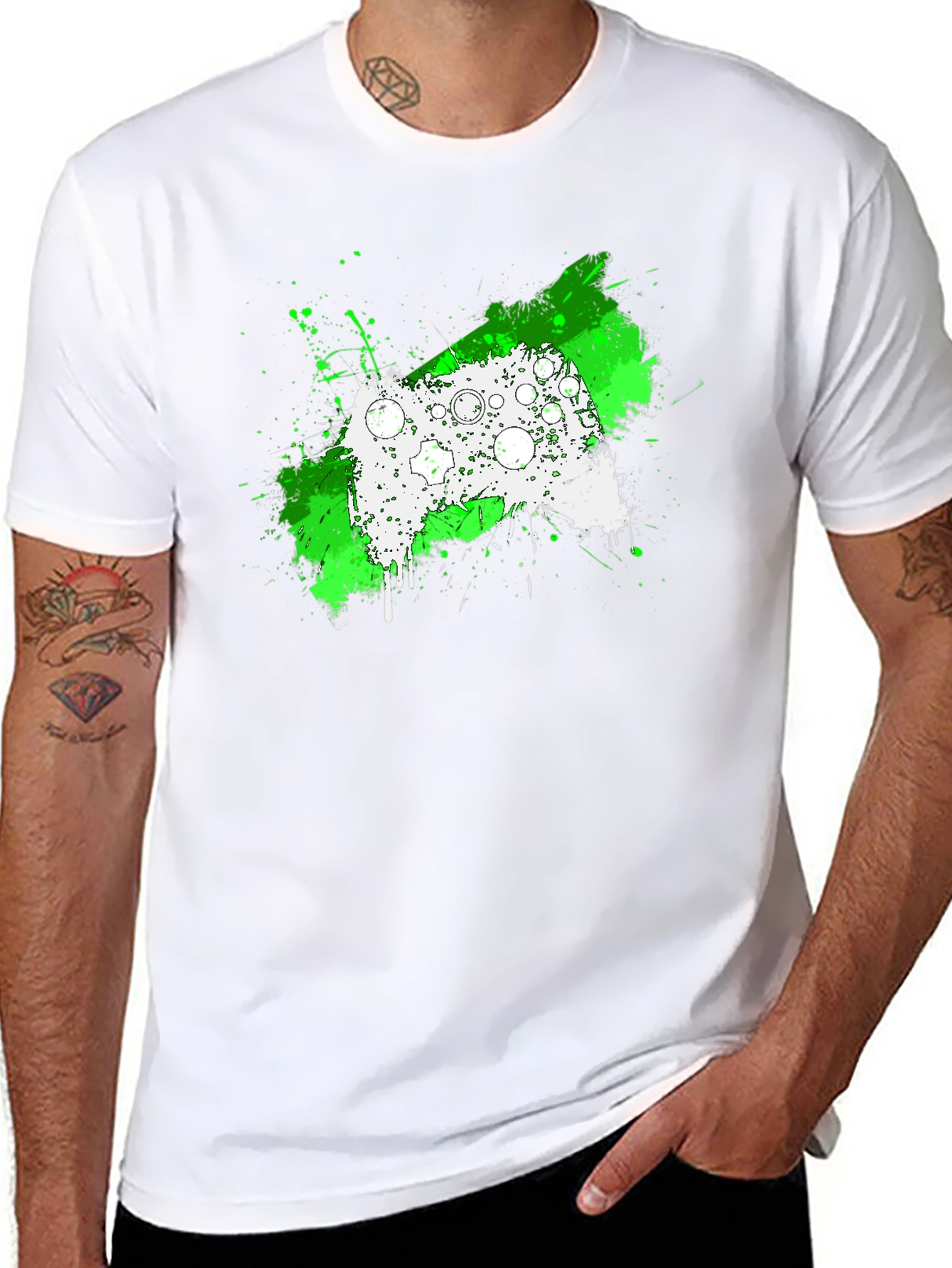 Gamer Controller Splatter Graphic Tee - Black