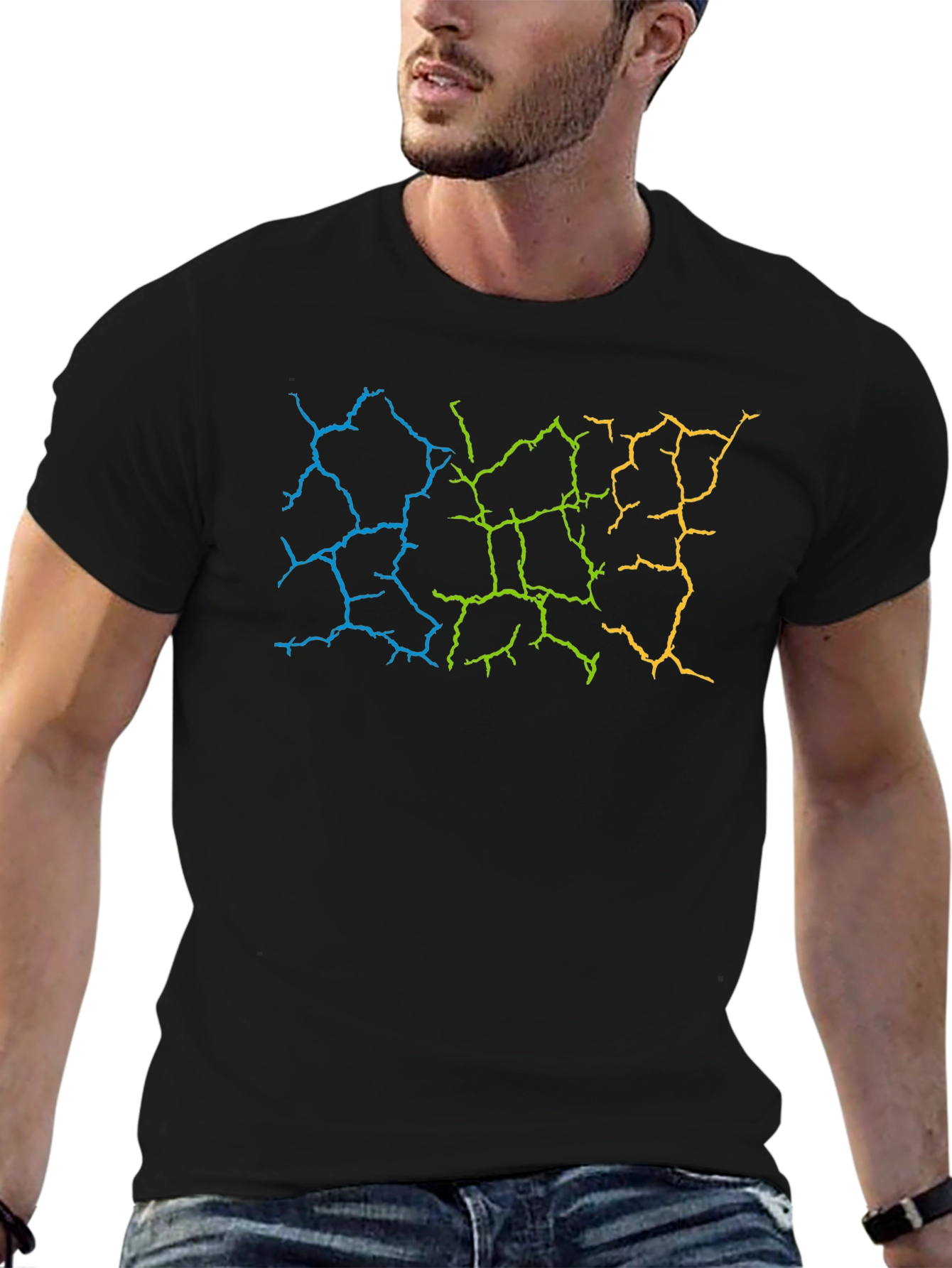 Cracked Earth Graphic Black T-Shirt
